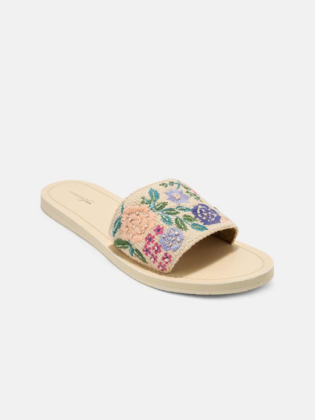 Forever Glam by Pantaloons Floral Embroidered Cushioned Footbed Open Toe Flats