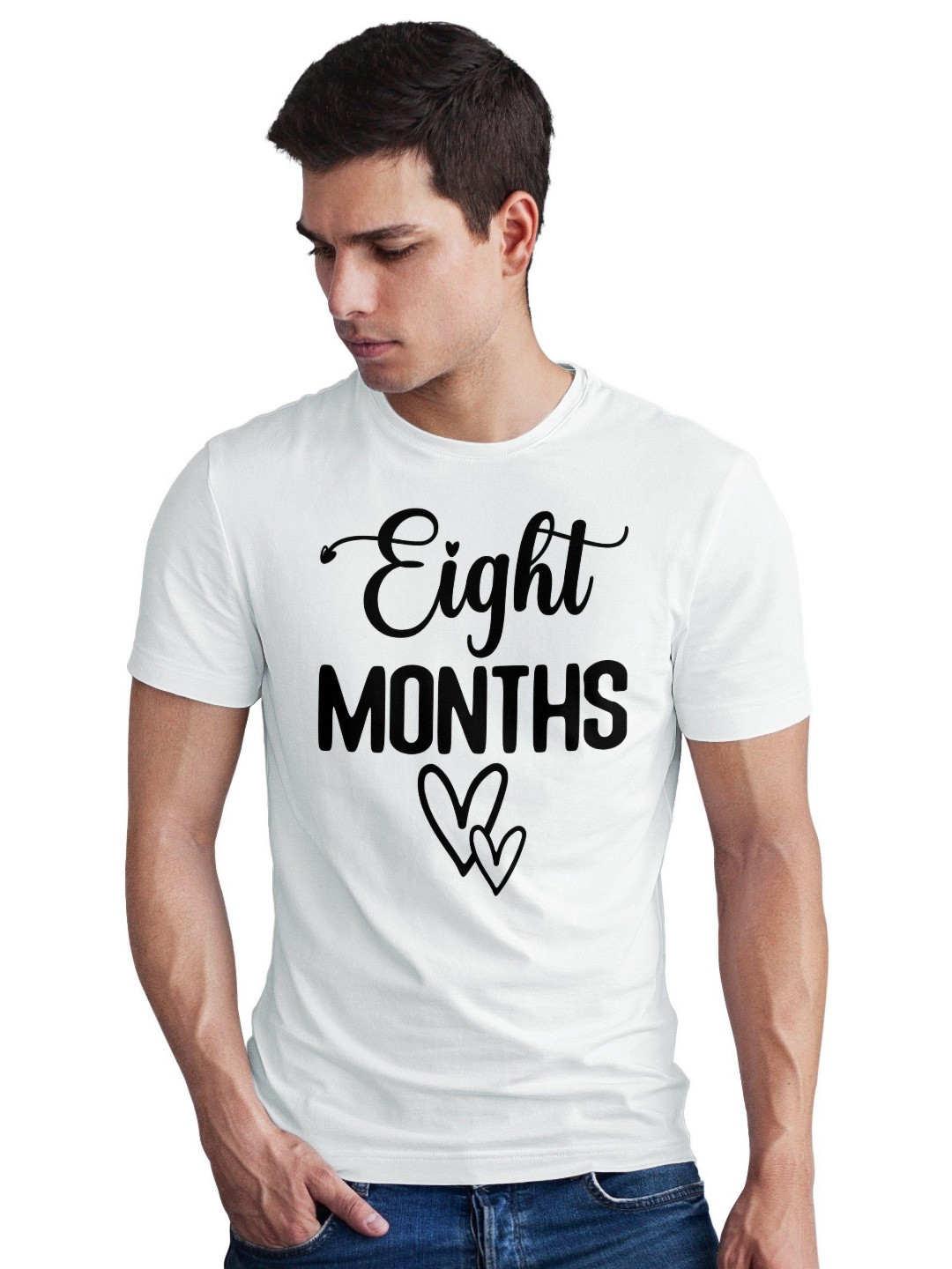 Seekbuylove Men Bio Finish Eight Months Round Neck Pure Cotton T-shirt