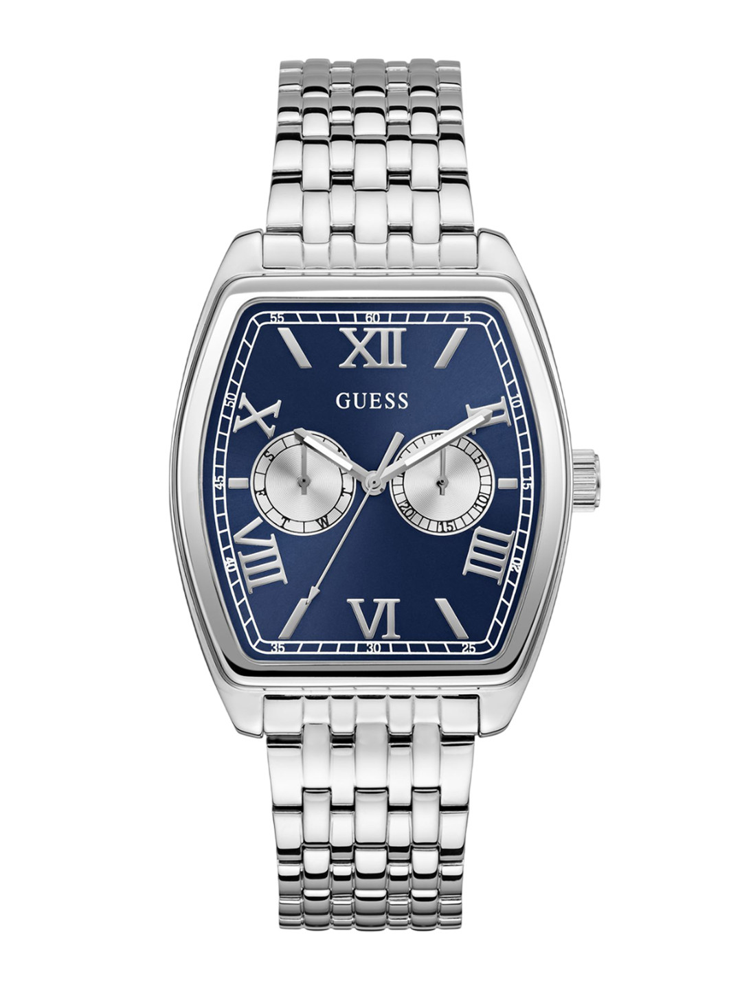 GUESS Men Rectangle Dial & Stainless Steel Bracelet Style Straps Analogue Watch GW0975G1