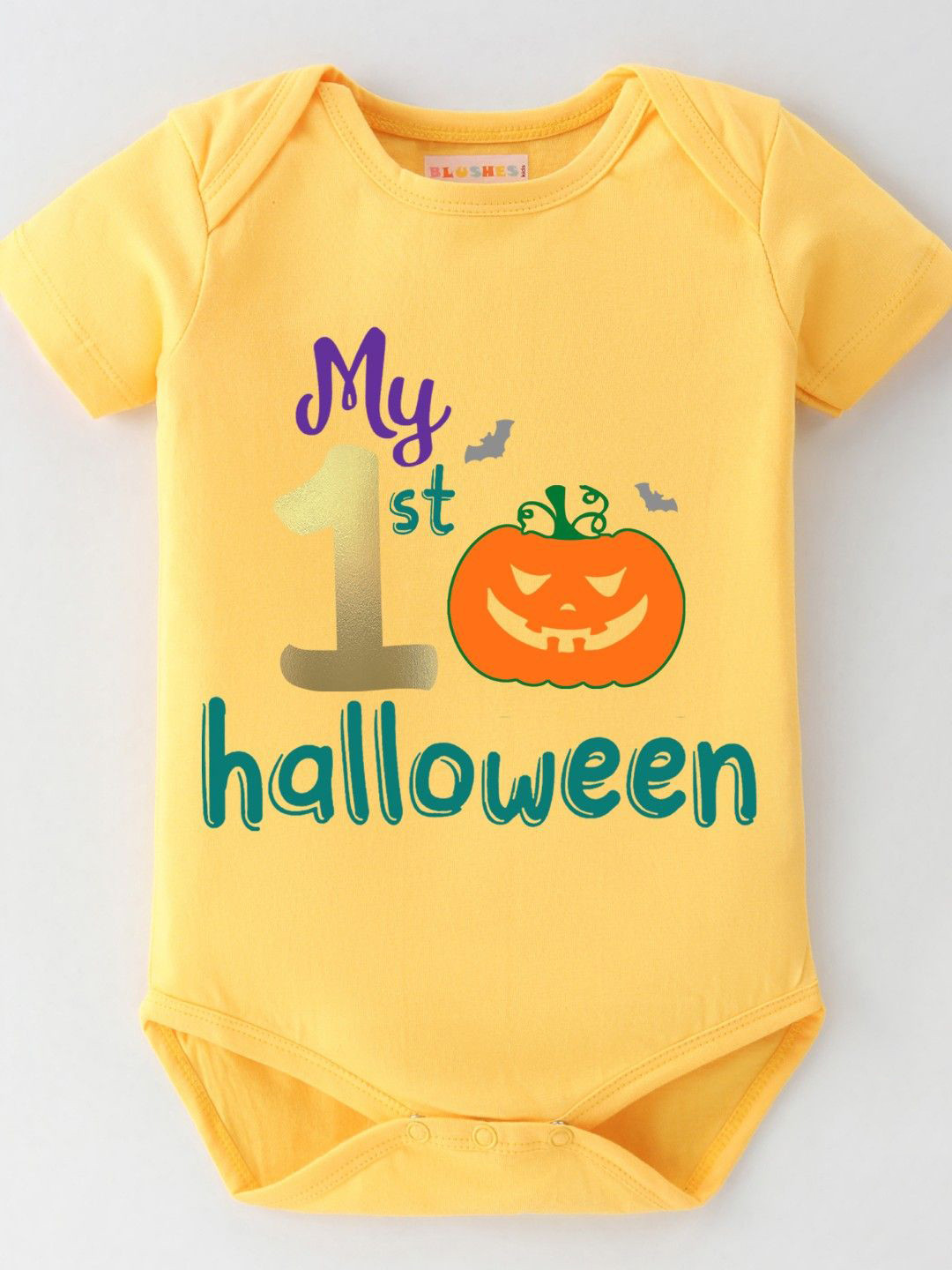 BLUSHES Kids Infants Halloween Printed Pure Envelope Neck Bio Wash Cotton Bodysuit