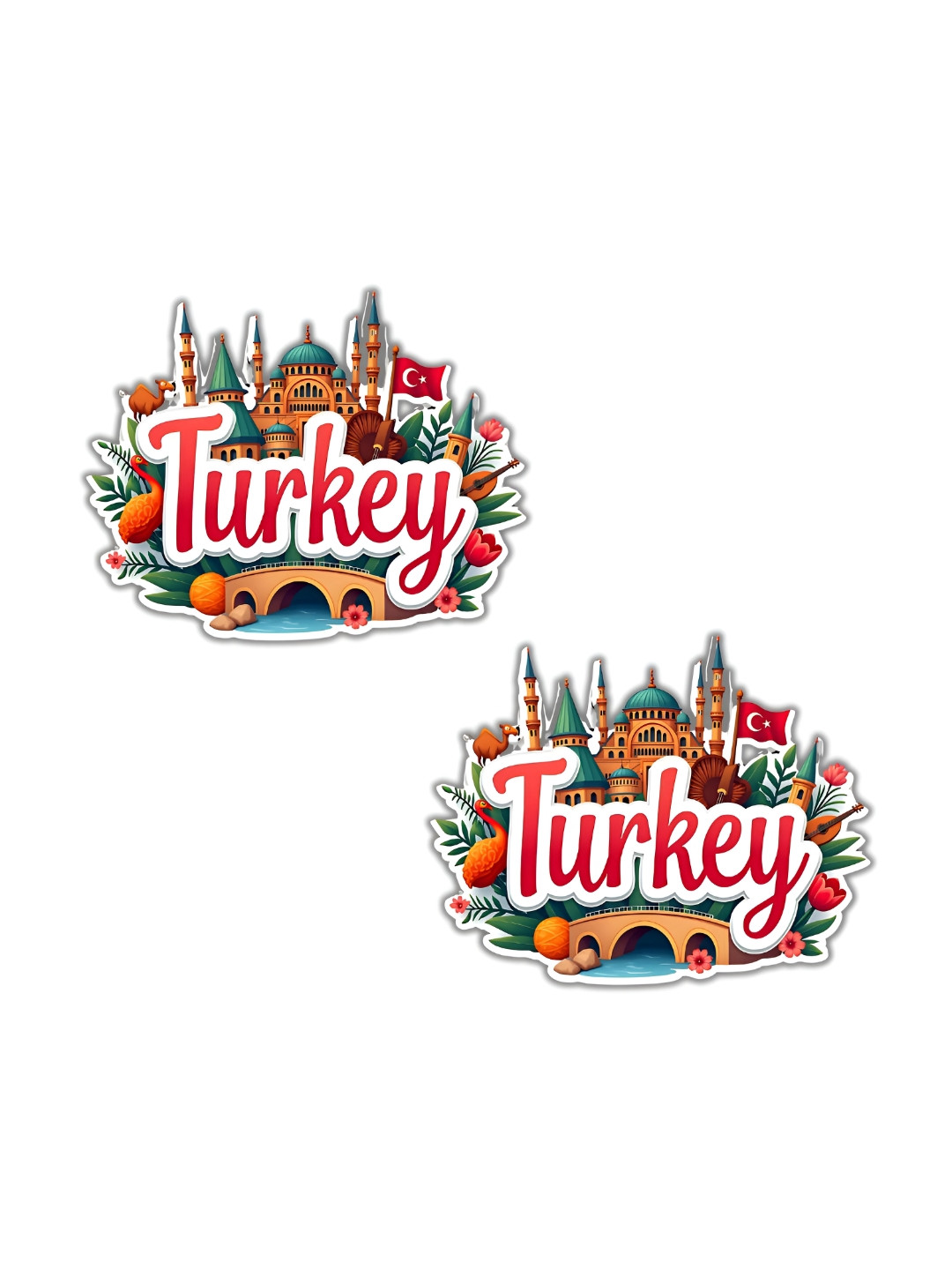 GIFTODAY Set Of 2 Red & Green Turkey Printed Decorative Magnets
