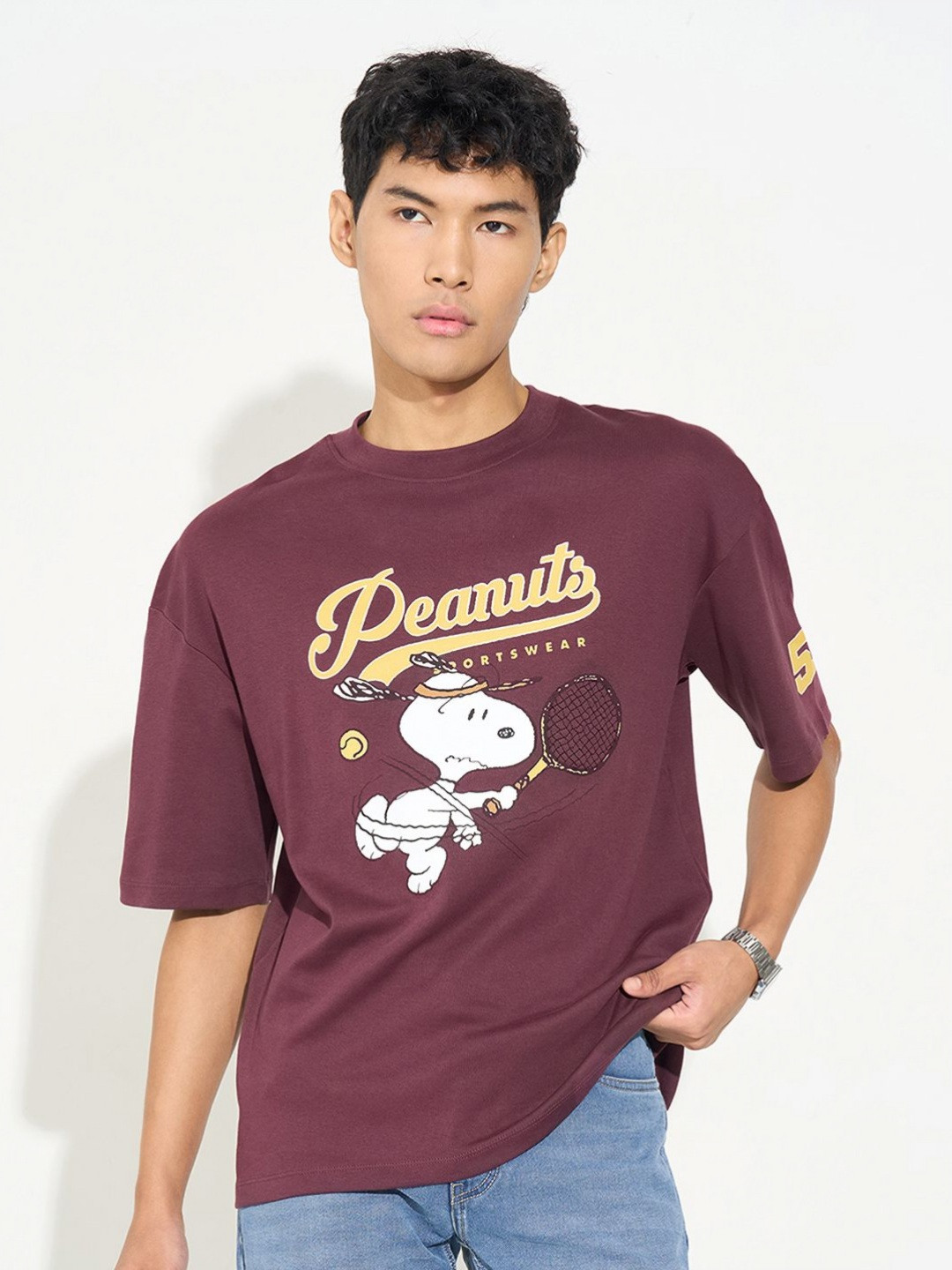 SF JEANS by Pantaloons Peanuts Character Printed Round Neck Pure Cotton T-shirt