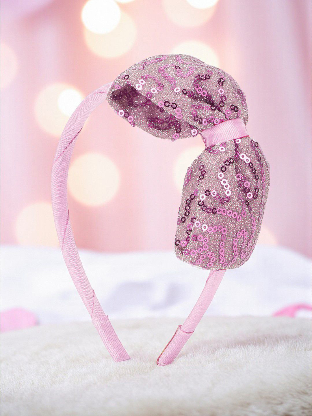 RIBBON CANDY Girls Sequined Detailed Bow On Hair Band