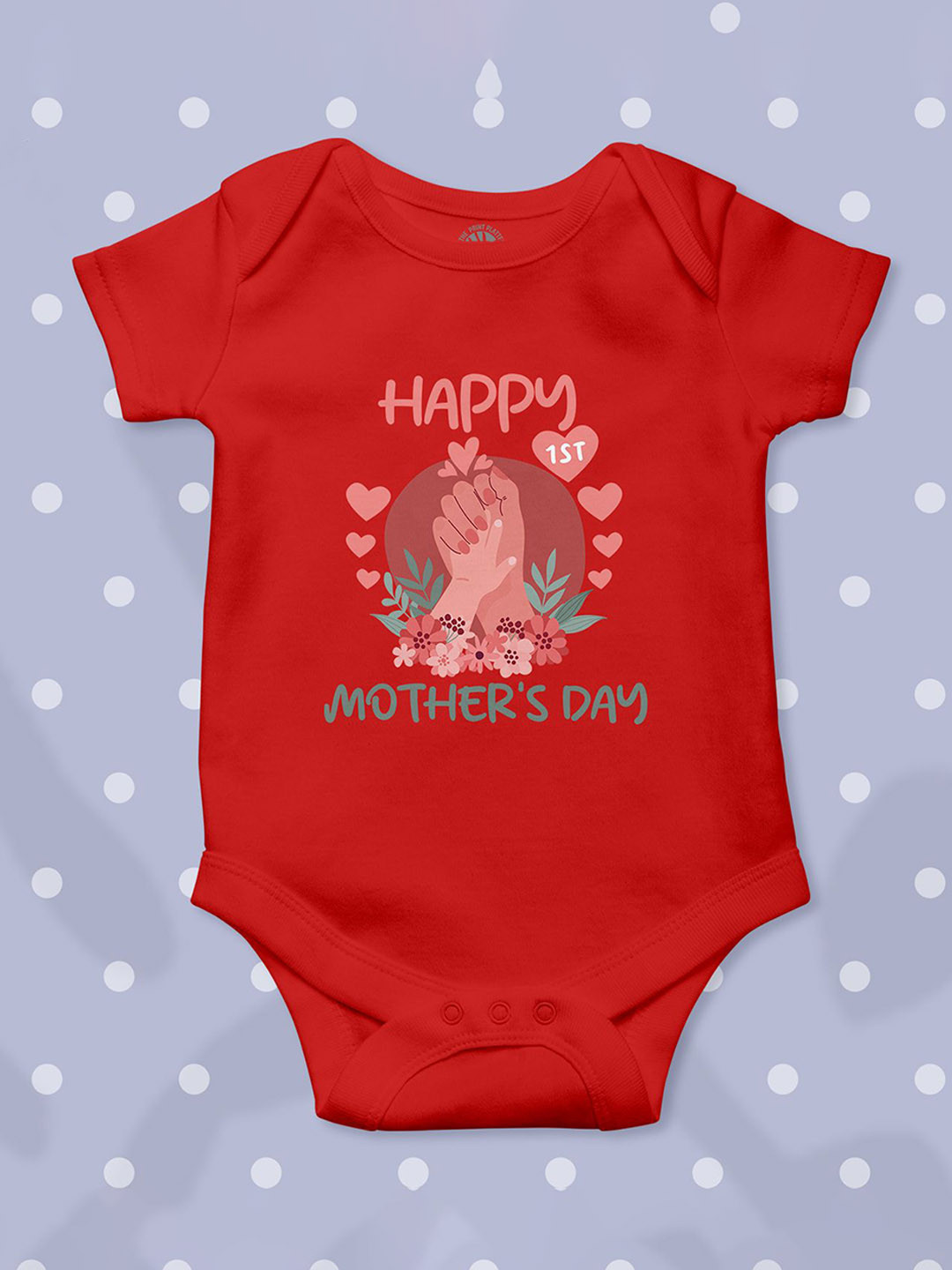 THE PRINT PLATTER Infants Mother's Day Printed Envelope Neck Short Sleeves Cotton Bodysuit