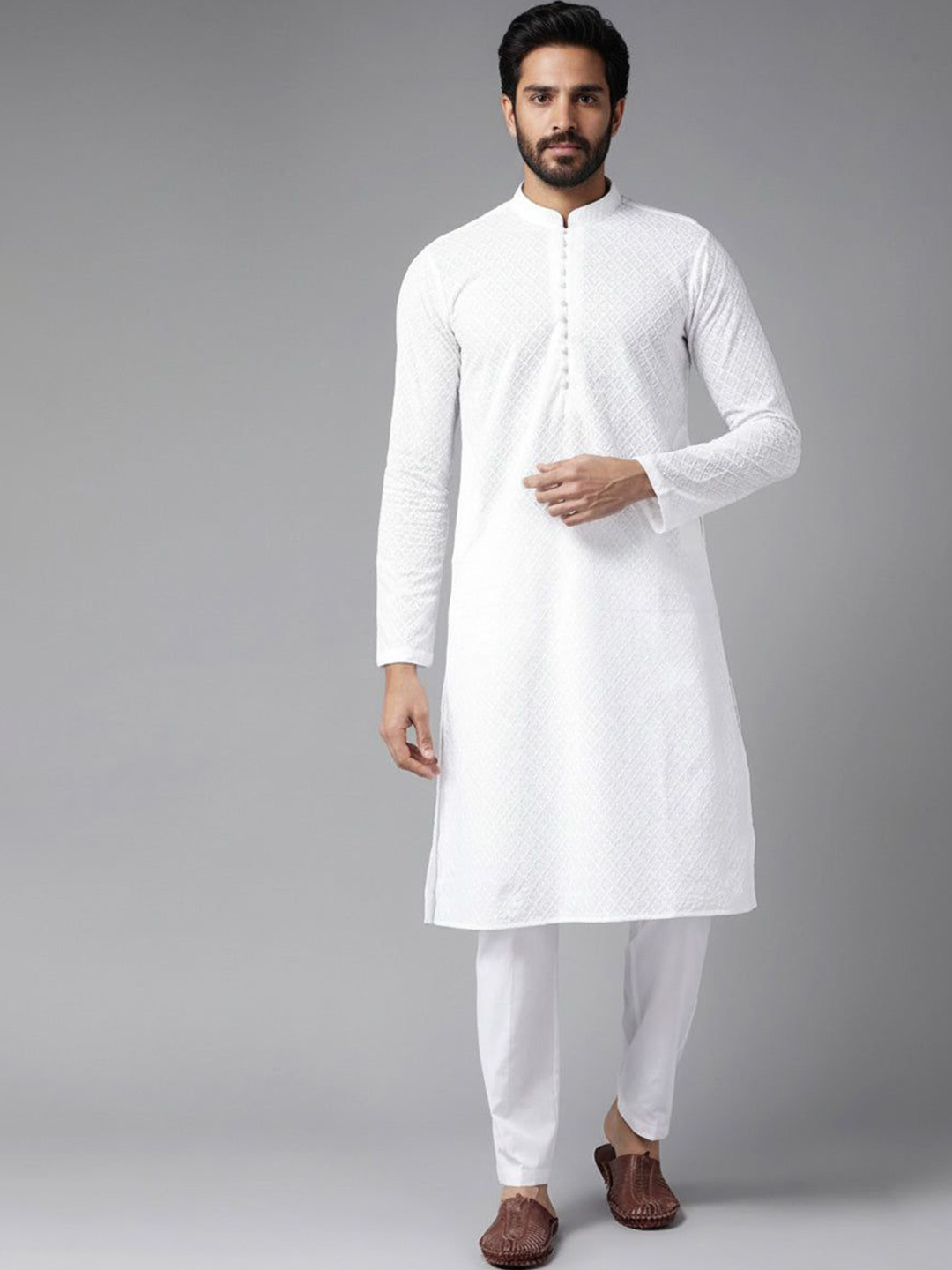 SHREE DUTT CRETAION Men Ethnic Motifs Woven Design Festive Cotton Straight Kurta