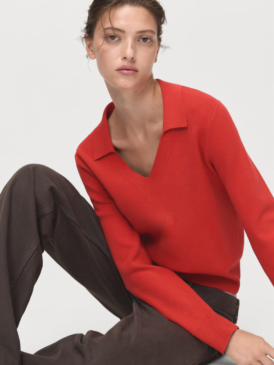 MANGO Shirt Collar Pullover Sweater