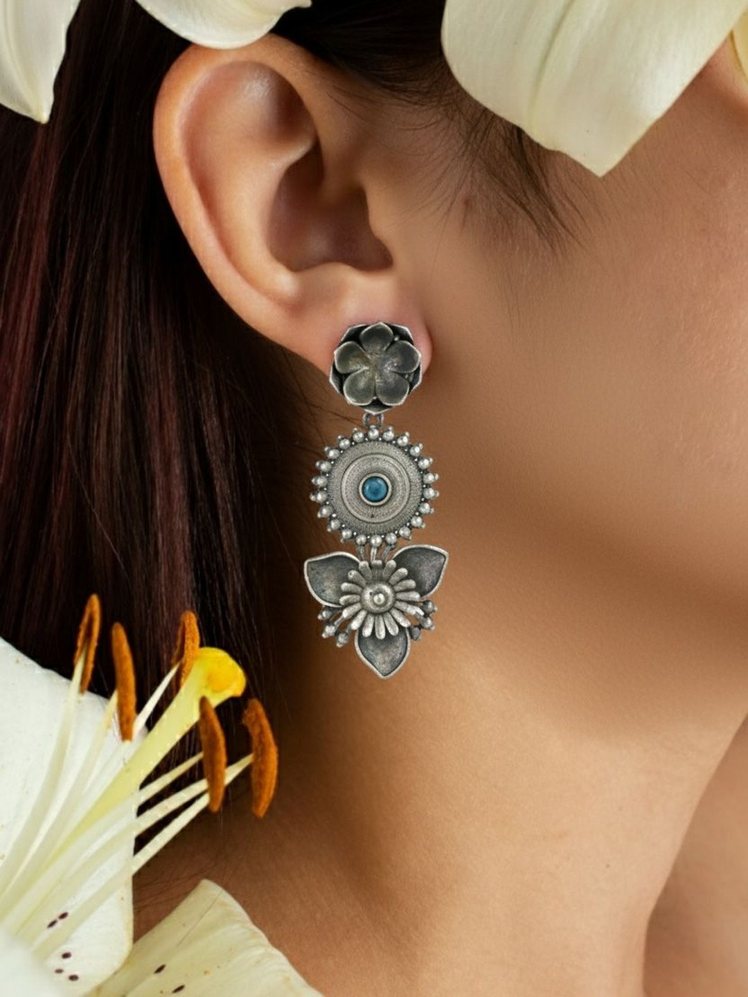 ASIDEA Women Oxidised Metal Drop Earrings