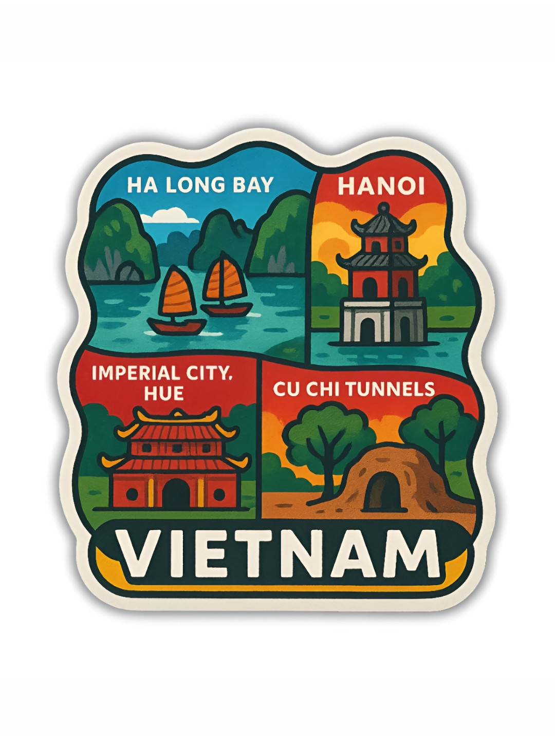 GIFTODAY Green & Red Vietnam Printed Fridge Magnet