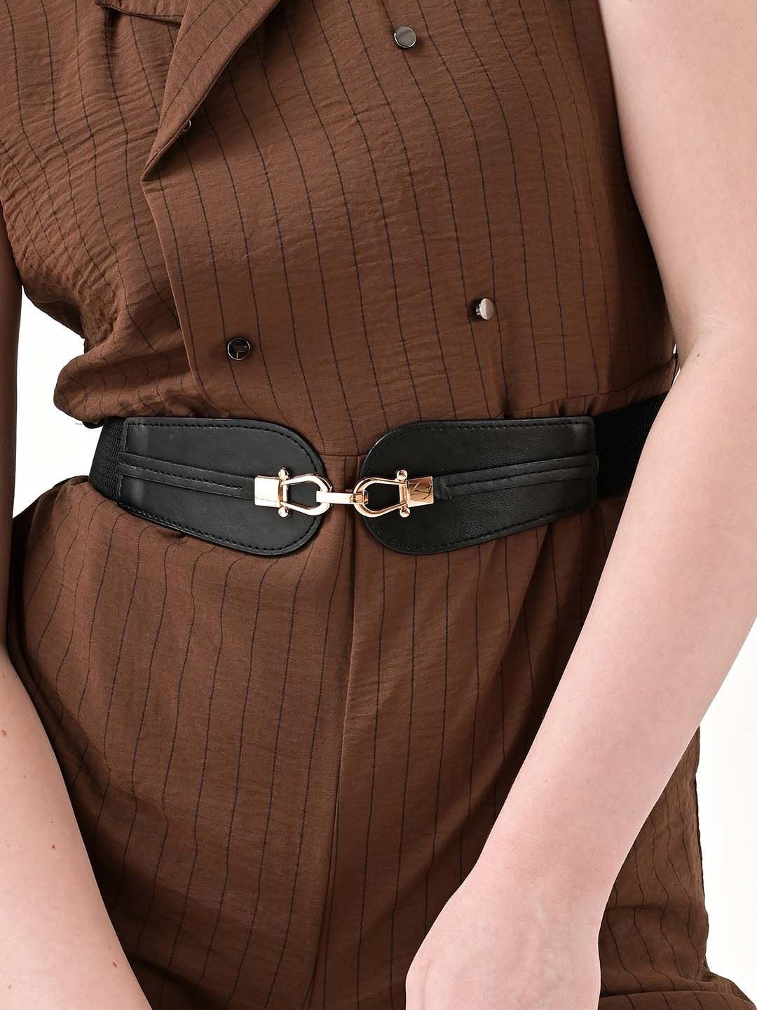 Kazo Women Interlock Buckle Faux Leather Belt