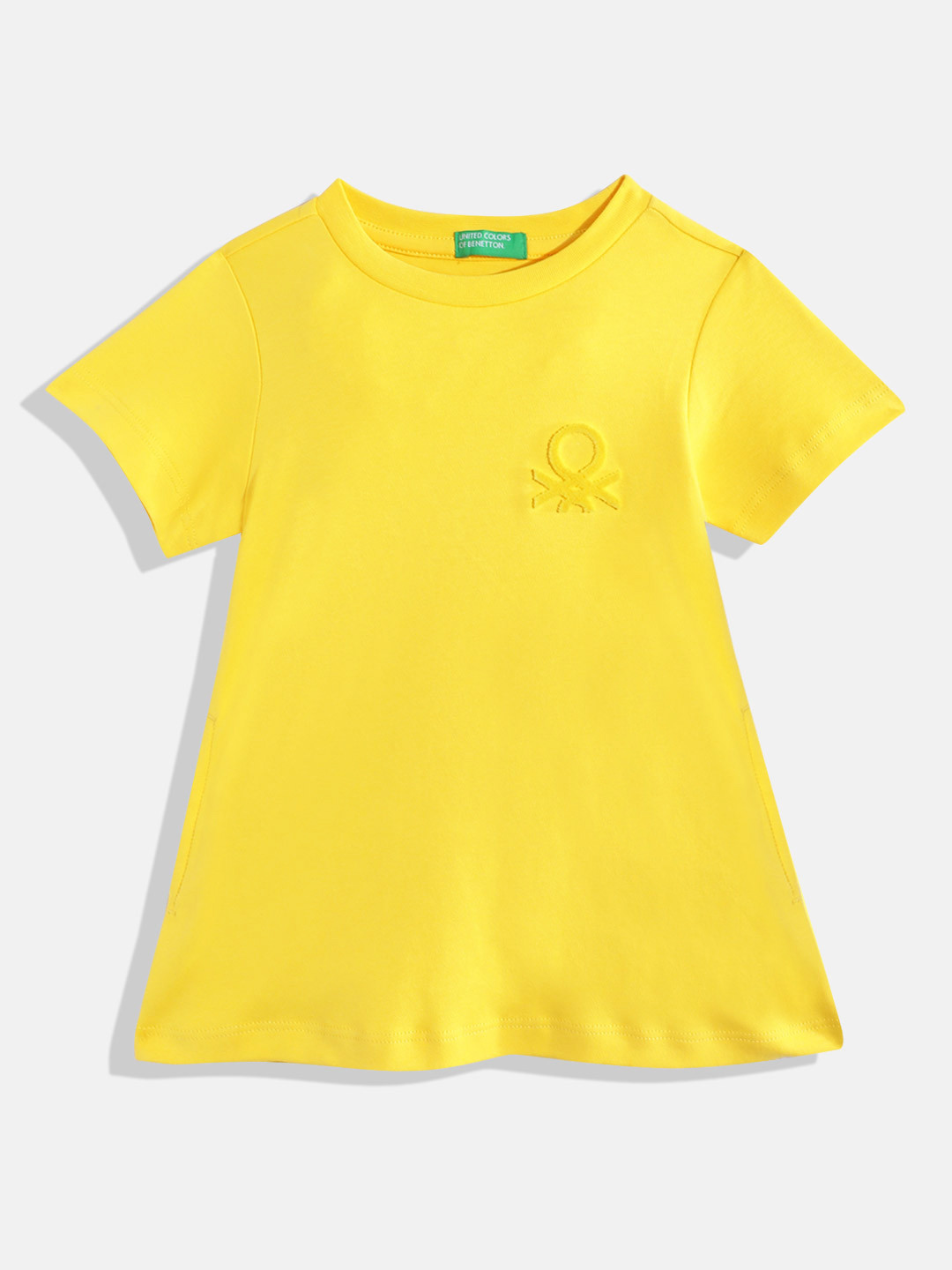 United Colors of Benetton Brand Logo Embroidered Pure Cotton A-Line Dress