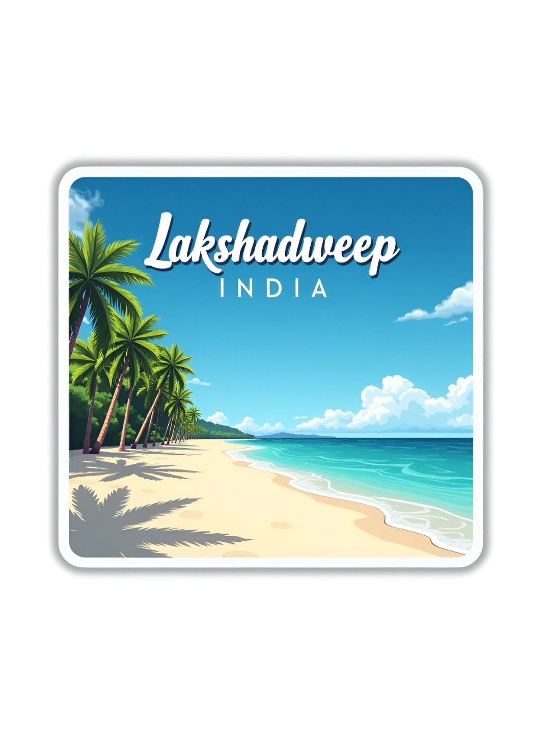 GIFTODAY Blue & Green Lakshadweep Printed Fridge Magnet