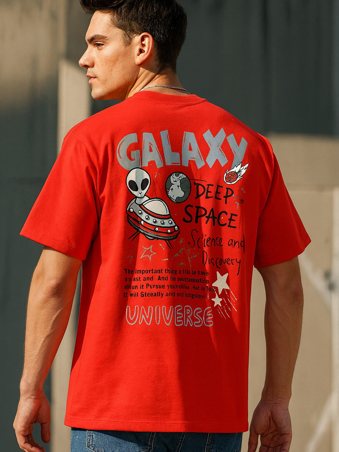 MORSE CODE Men Graphic Printed Oversized Cotton T-shirt