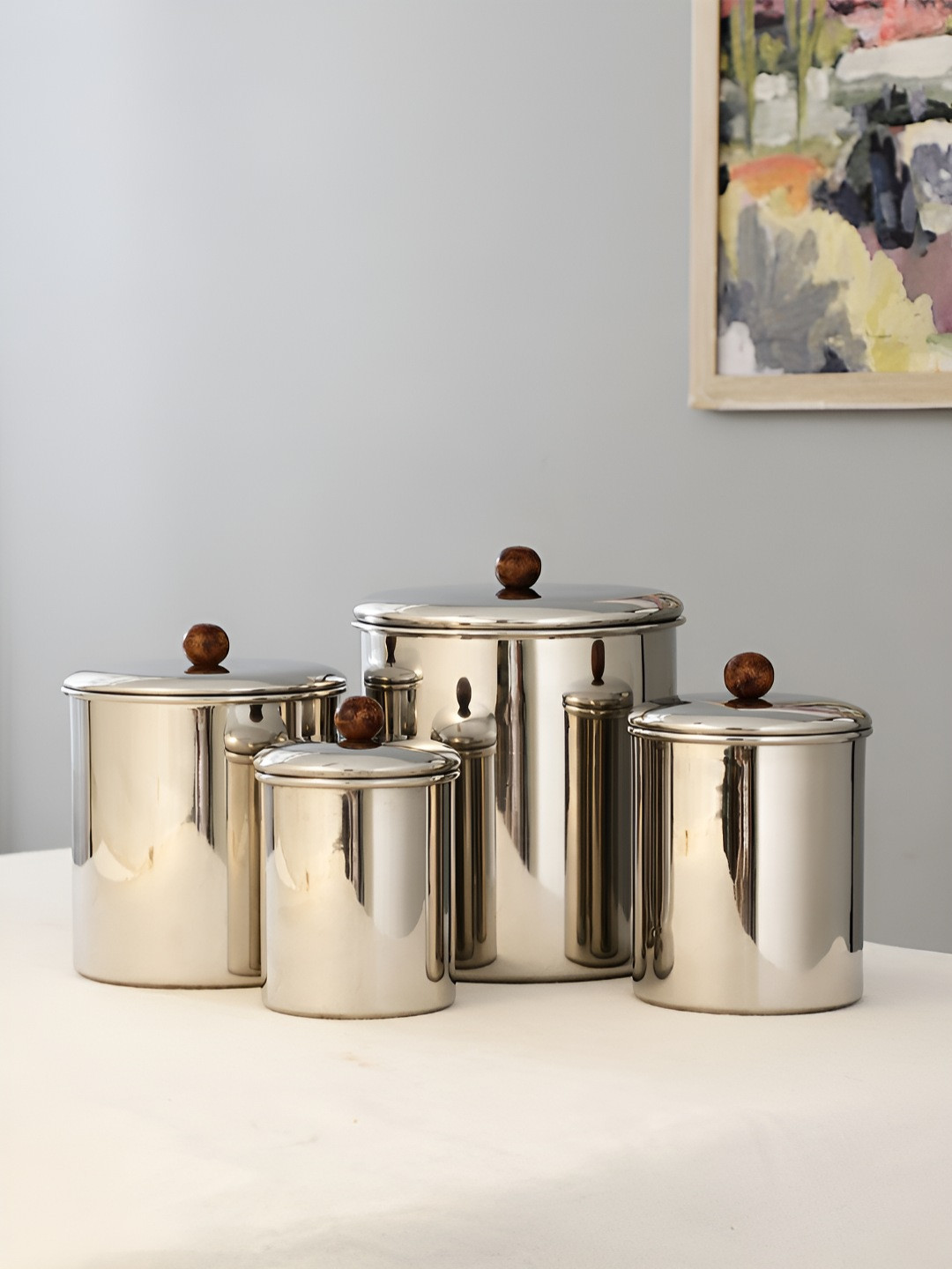 Maison Modern Steel 4 Pcs Stainless Steel Easy to Clean Canister Container