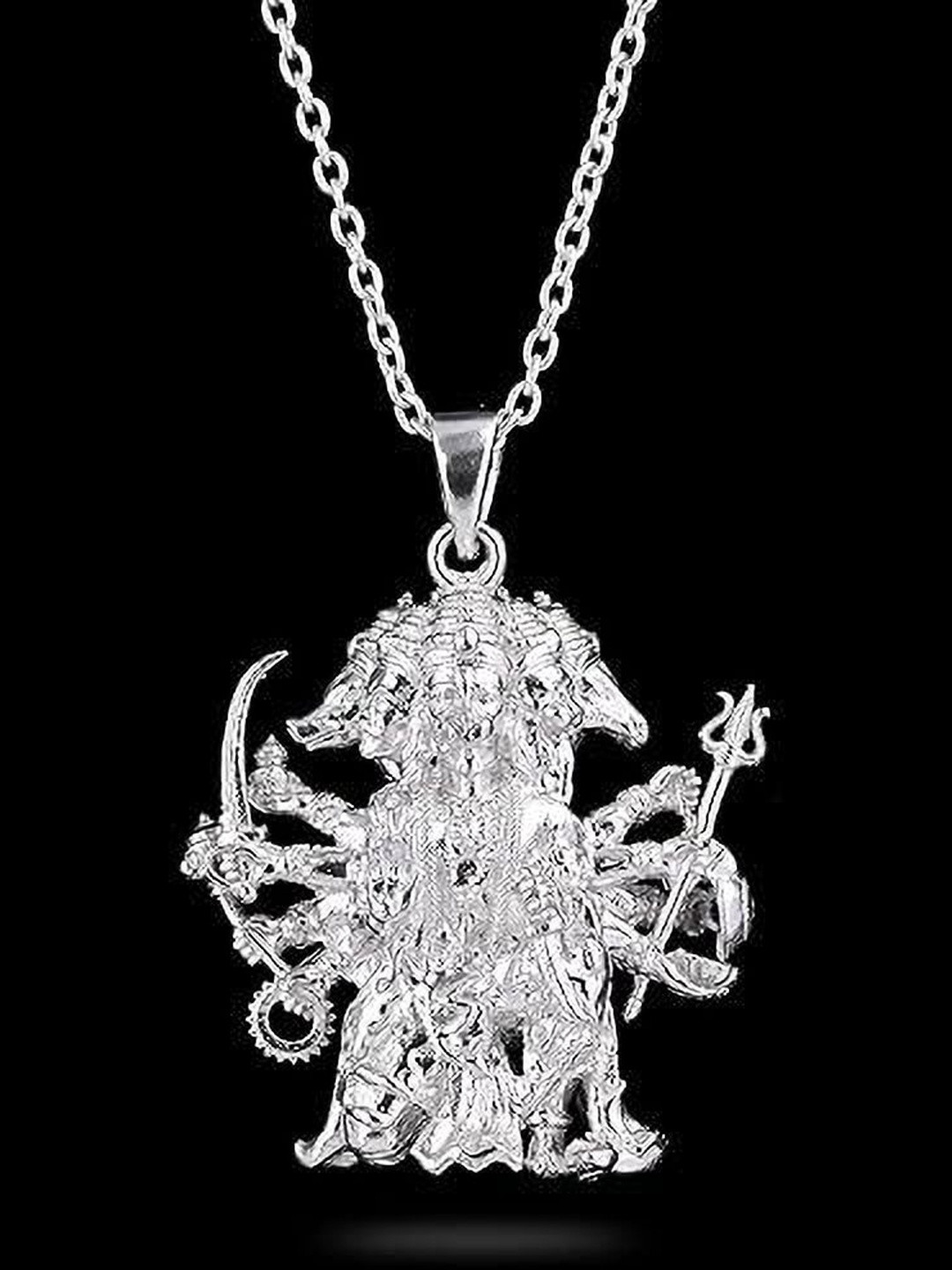 MK gallery Stainless Steel Silver-Plated Temple Pendant With Chain