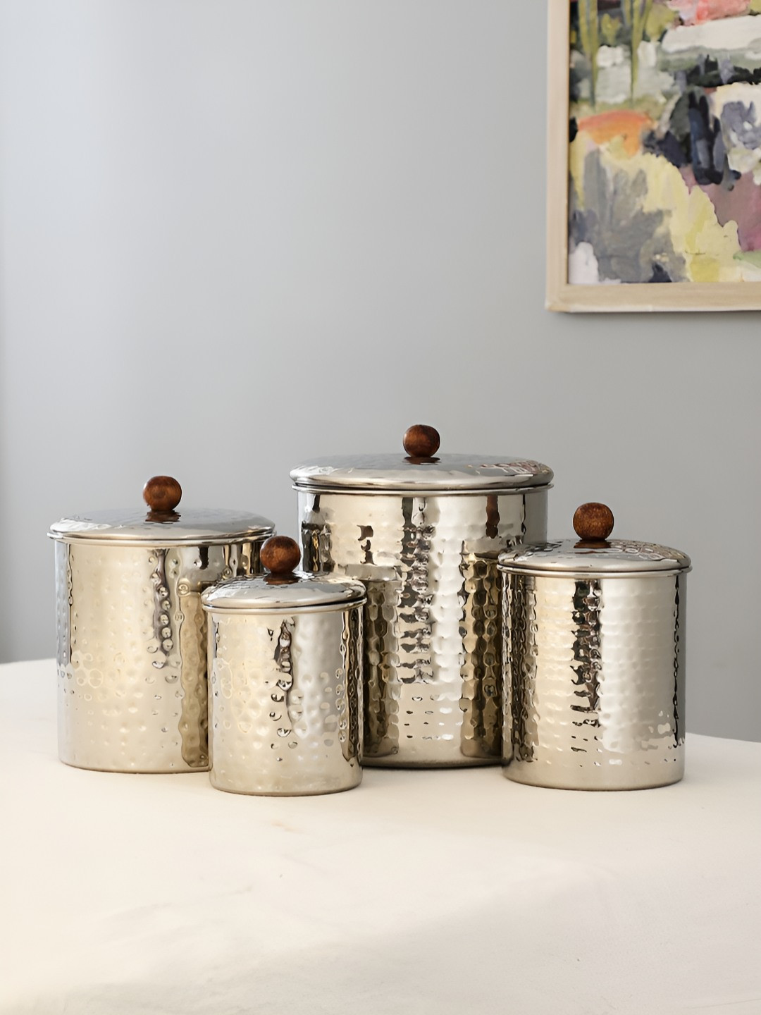 Maison Modern Steel 4 Pcs Stainless Steel Easy to Clean Canister Container