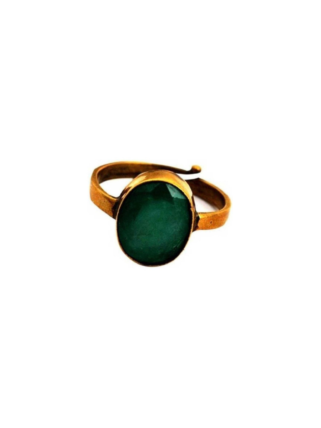 RAVIOUR LIFESTYLE Emerald Stone Studded Gold Plated Ring