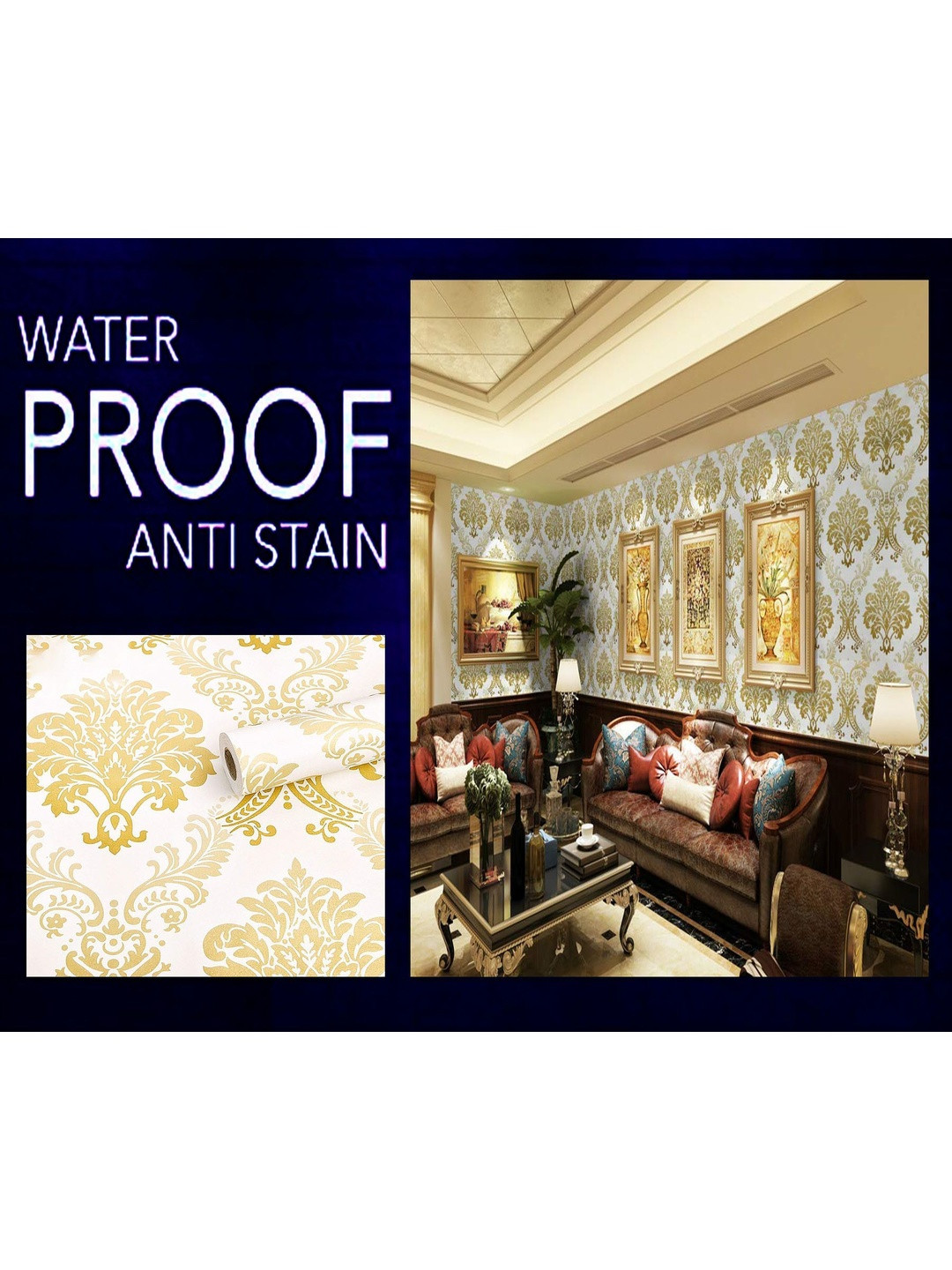 SEKHMET Beige Coloured & White Floral Printed Self Adhesive Wallpaper