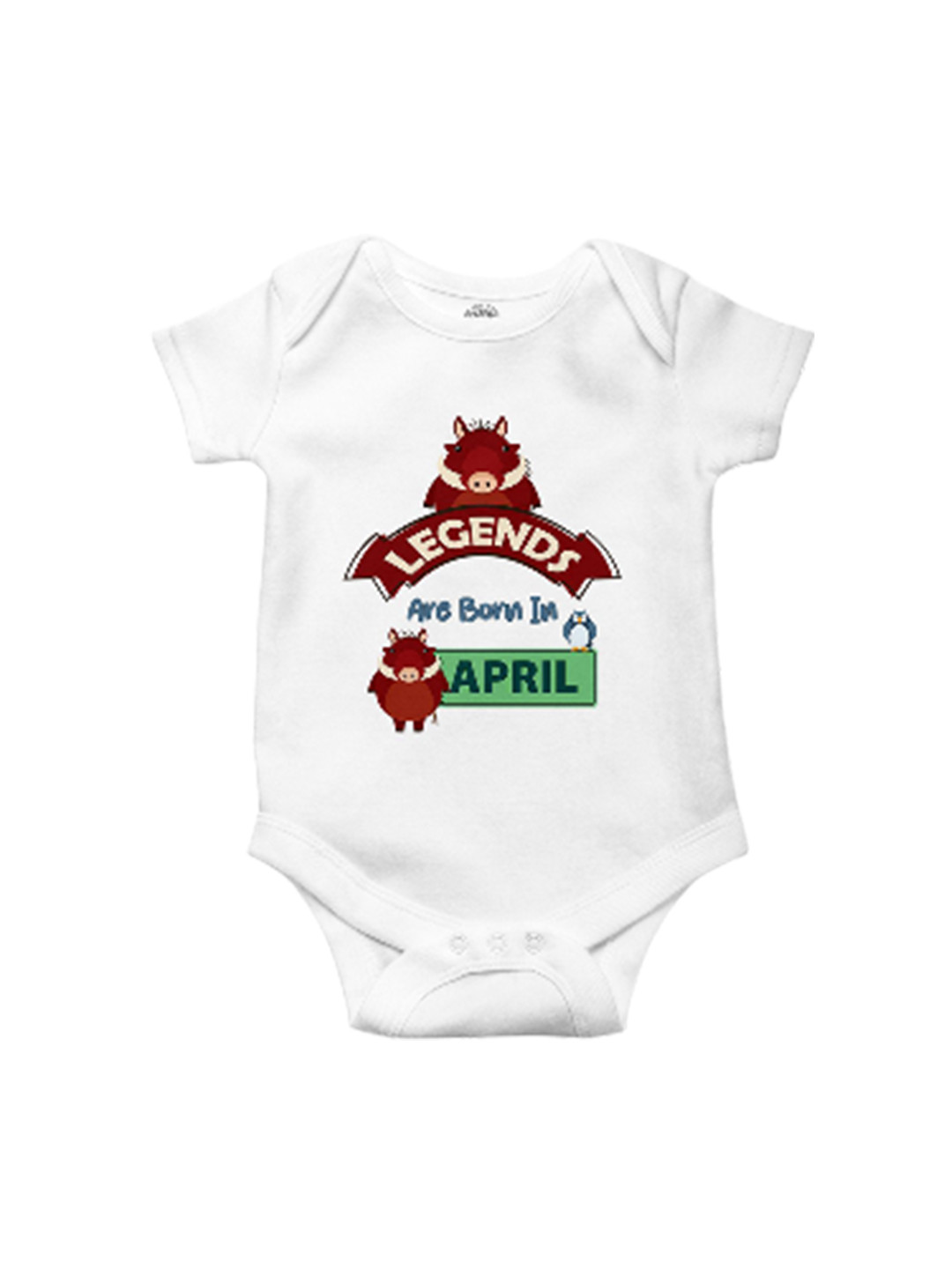 THE PRINT PLATTER Infants Legends In April White Printed Cotton Bodysuit