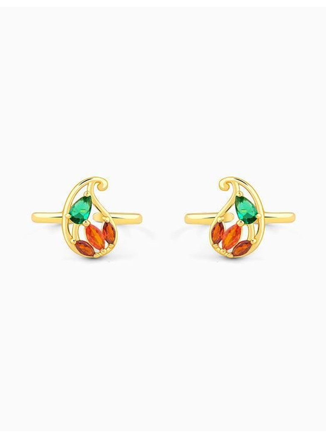 GIVA 925 Sterling Silver Gold-Plated Zircon Stone Studded Parvati Toe Rings