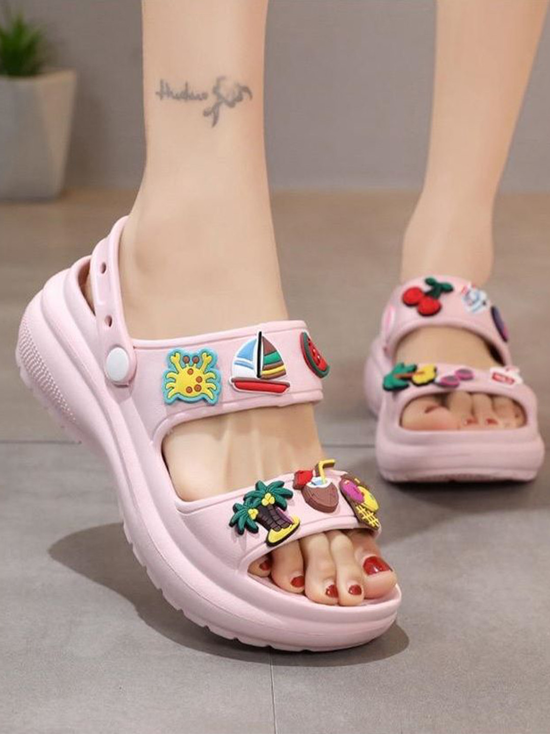 T-Rock Charms Embellished Cushioned Footbed Clogs