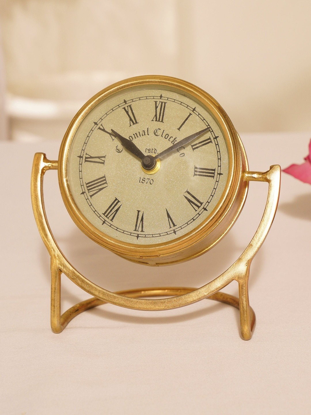 JAYPORE Gold-Toned Round Analogue Contemporary Alram Clock
