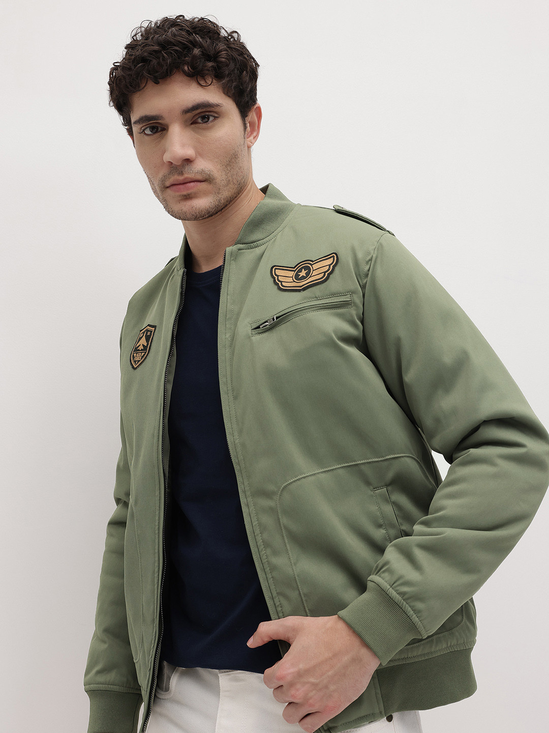 The Roadster Life Co. Applique Shoulder Tab Bomber Jacket