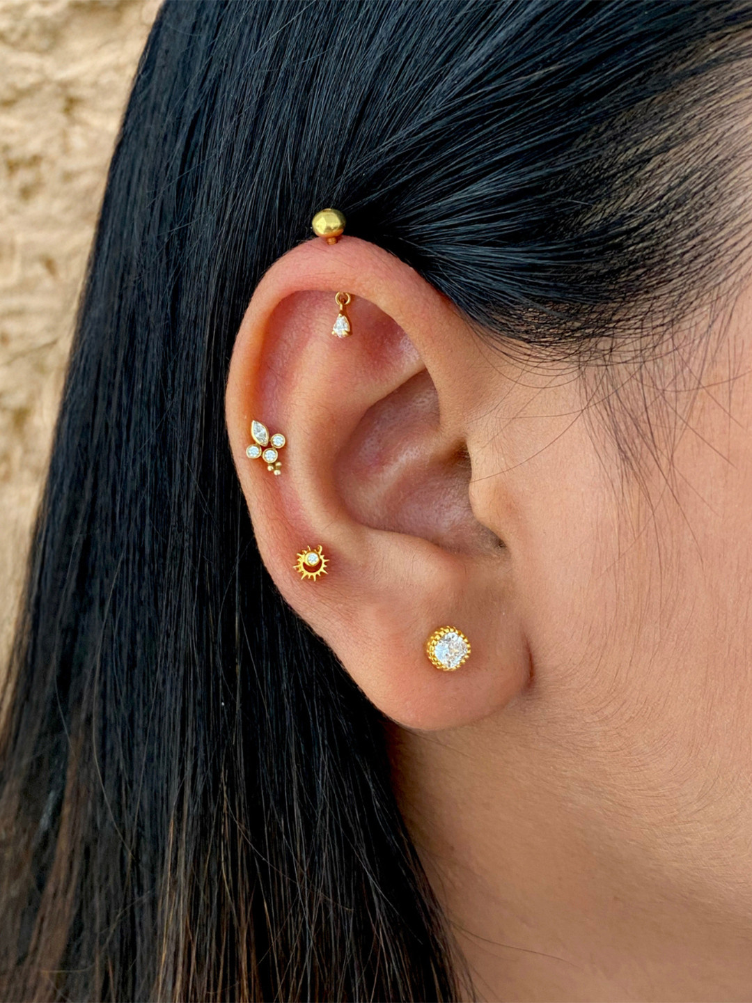 Boldiful Gold-Plated Cubic Zirconia Studded Tiny Teardrop Studs