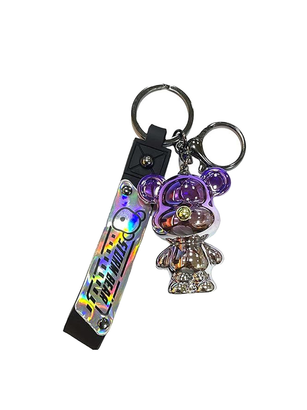 AUGEN Textured Metalic Teddy Bear Storm Bear Key Chain