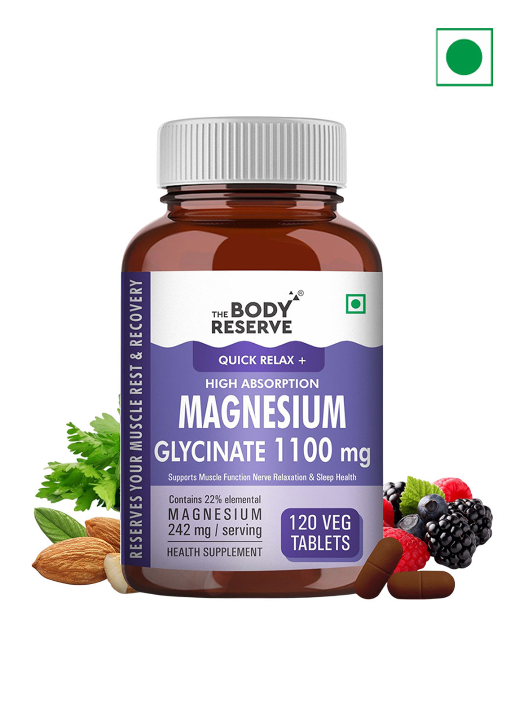 The Body Reserve Magnesium Glycinate 1100mg- 120 Tablets
