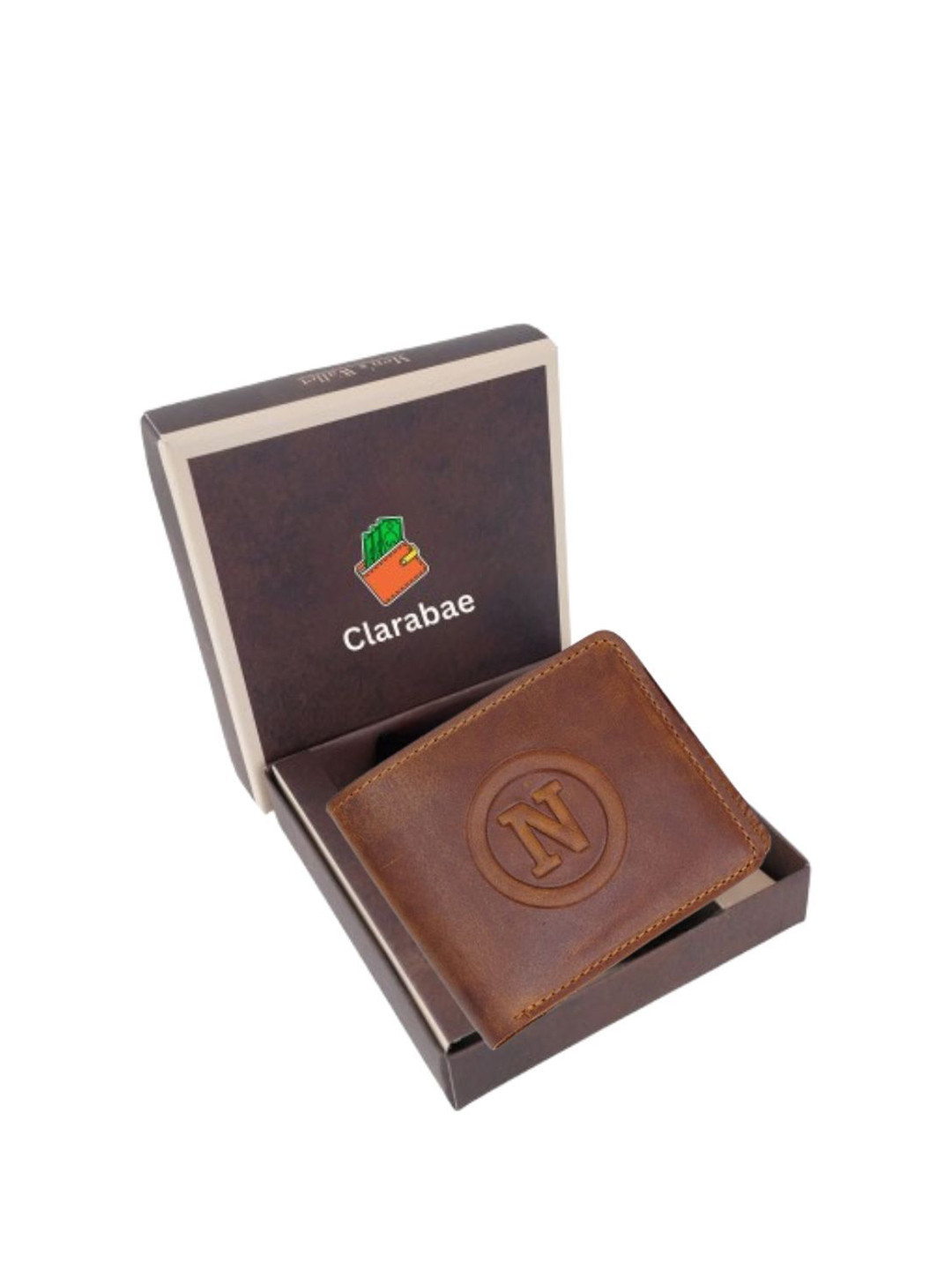 CLARABAE Men Typography Self Design Detachable Flap Leather Two Fold Wallet