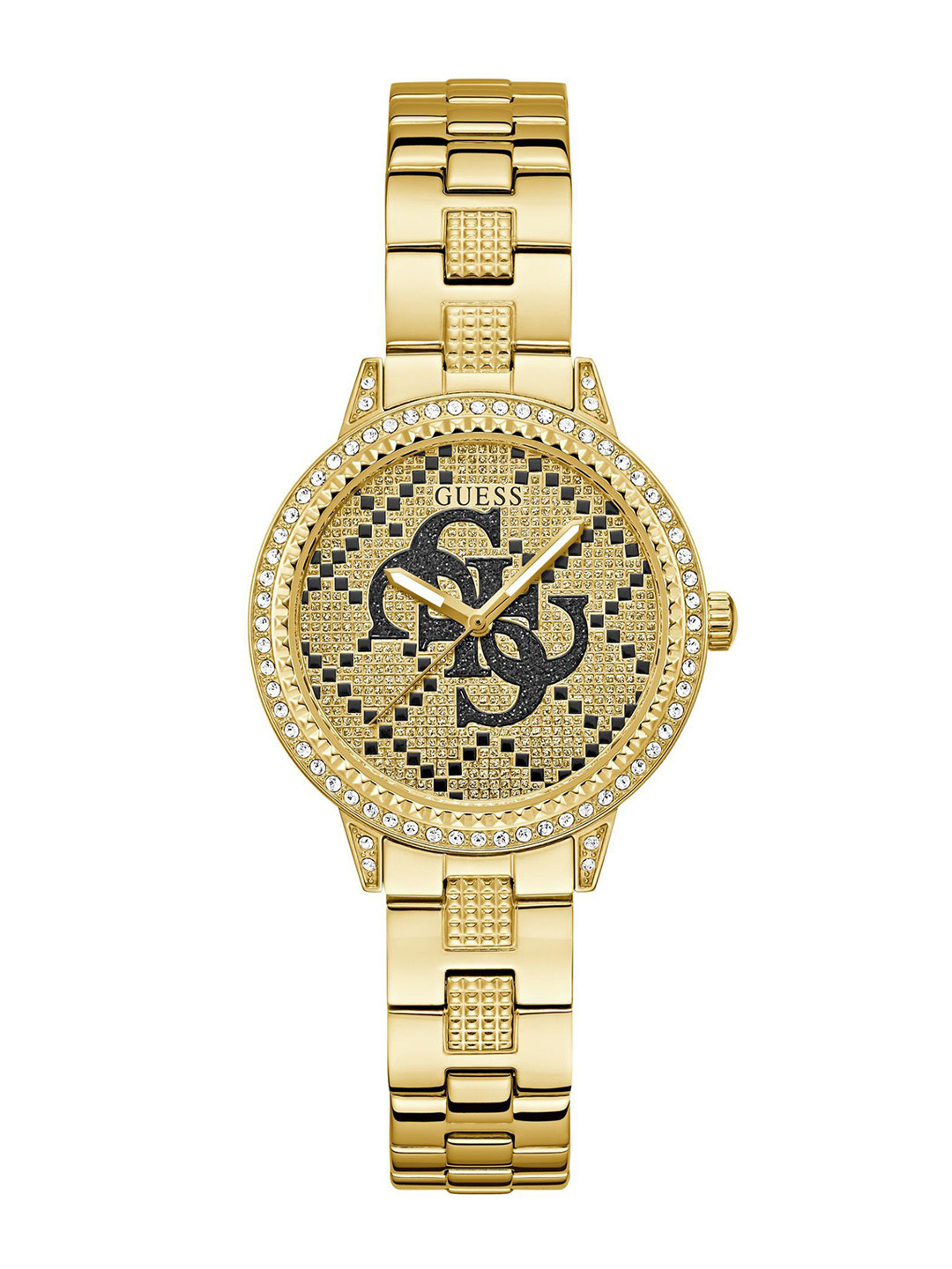 GUESS Women G Lace Embellished Dial & Bracelet Style Straps Analogue Watch