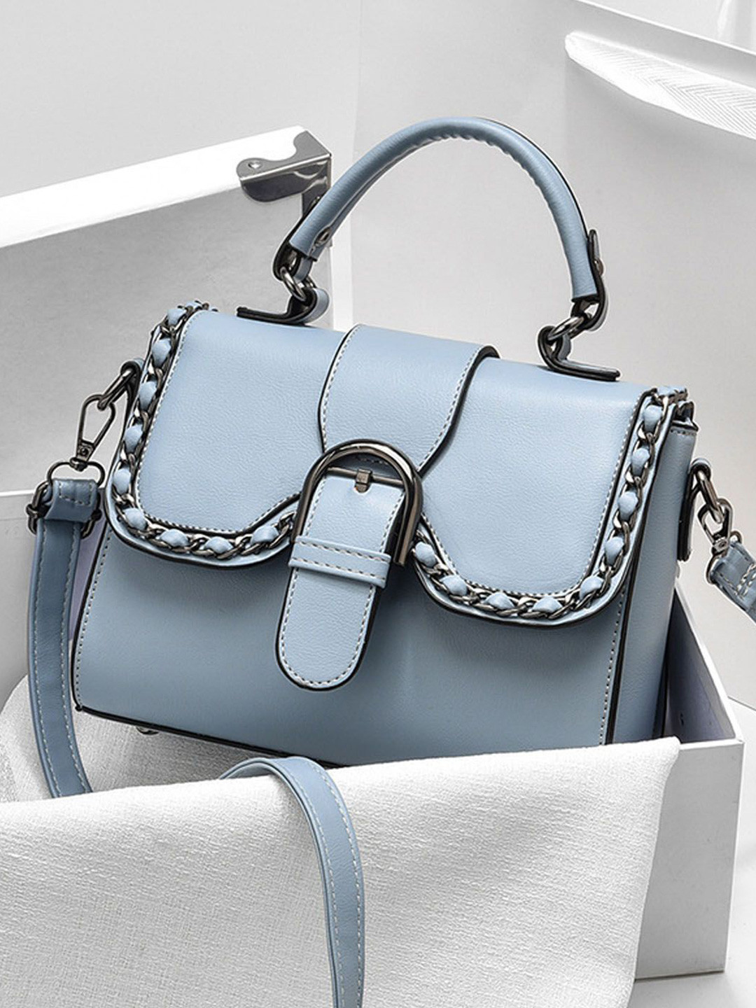 StyleCast Stylish Crossbody Buckle Detail Sling Bag With Non-Detachable Sling Strap