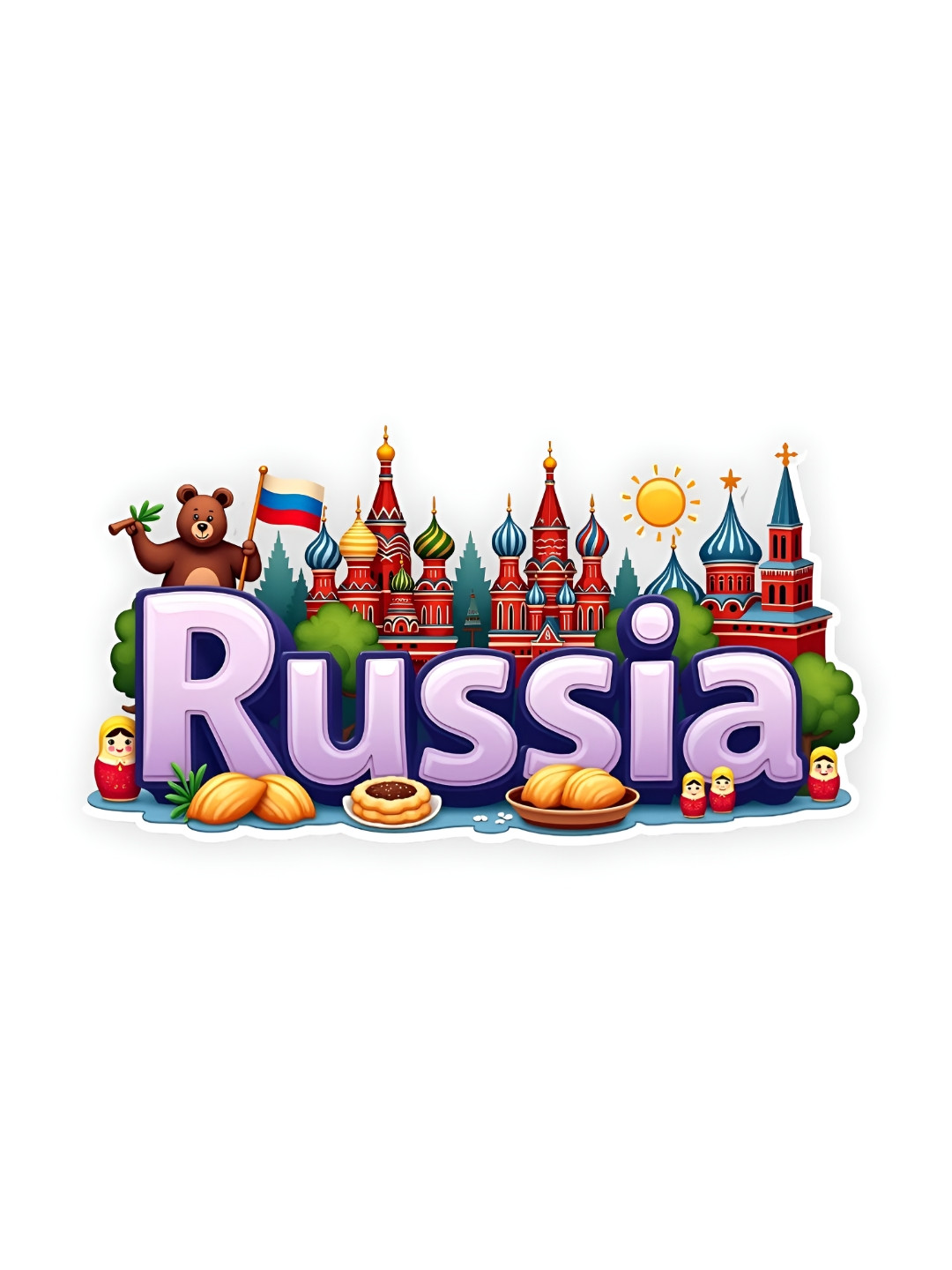 GIFTODAY Red & Blue Russia Printed Fridge Magnets