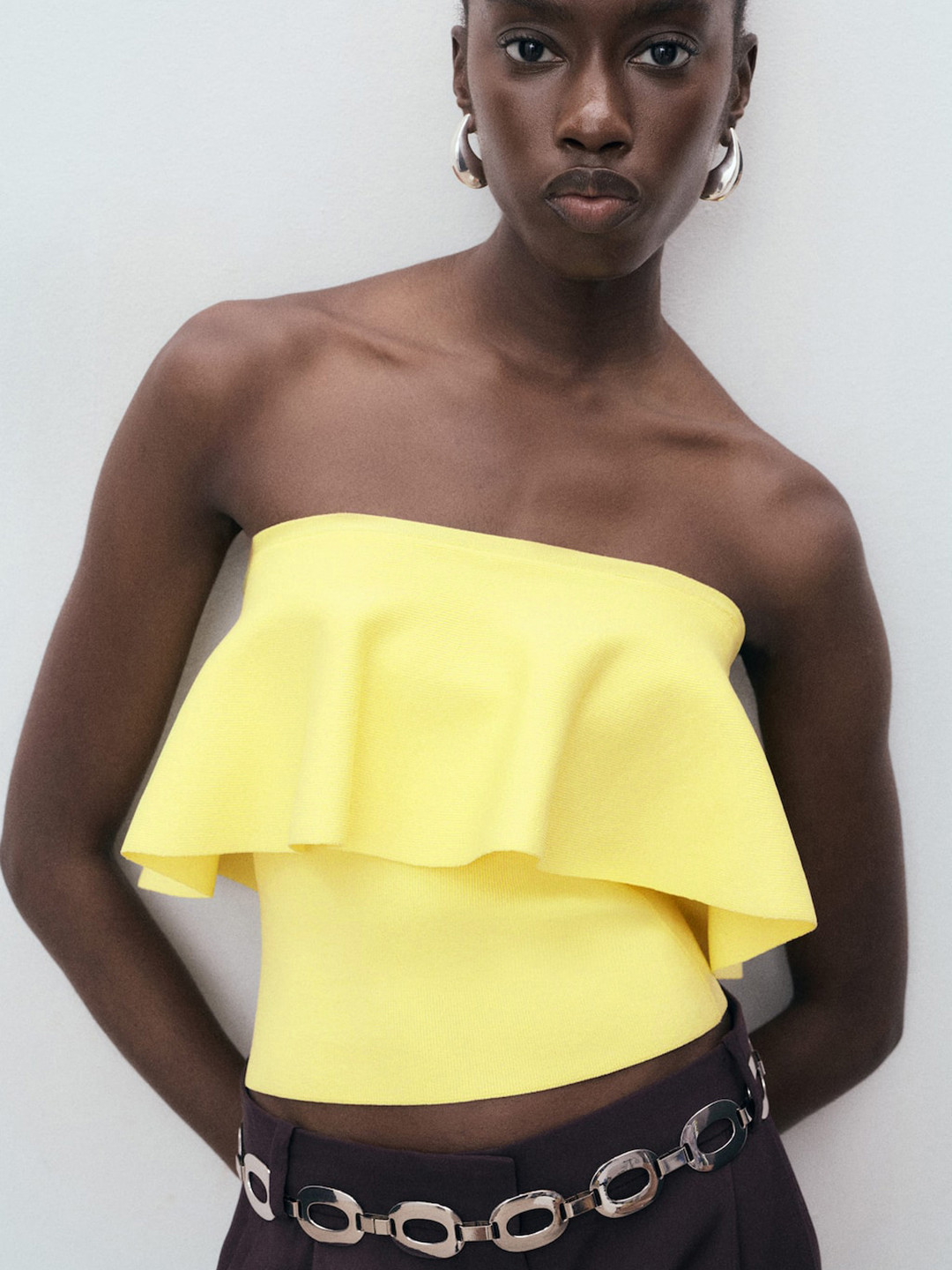 MANGO Layered Knitted Tube Top