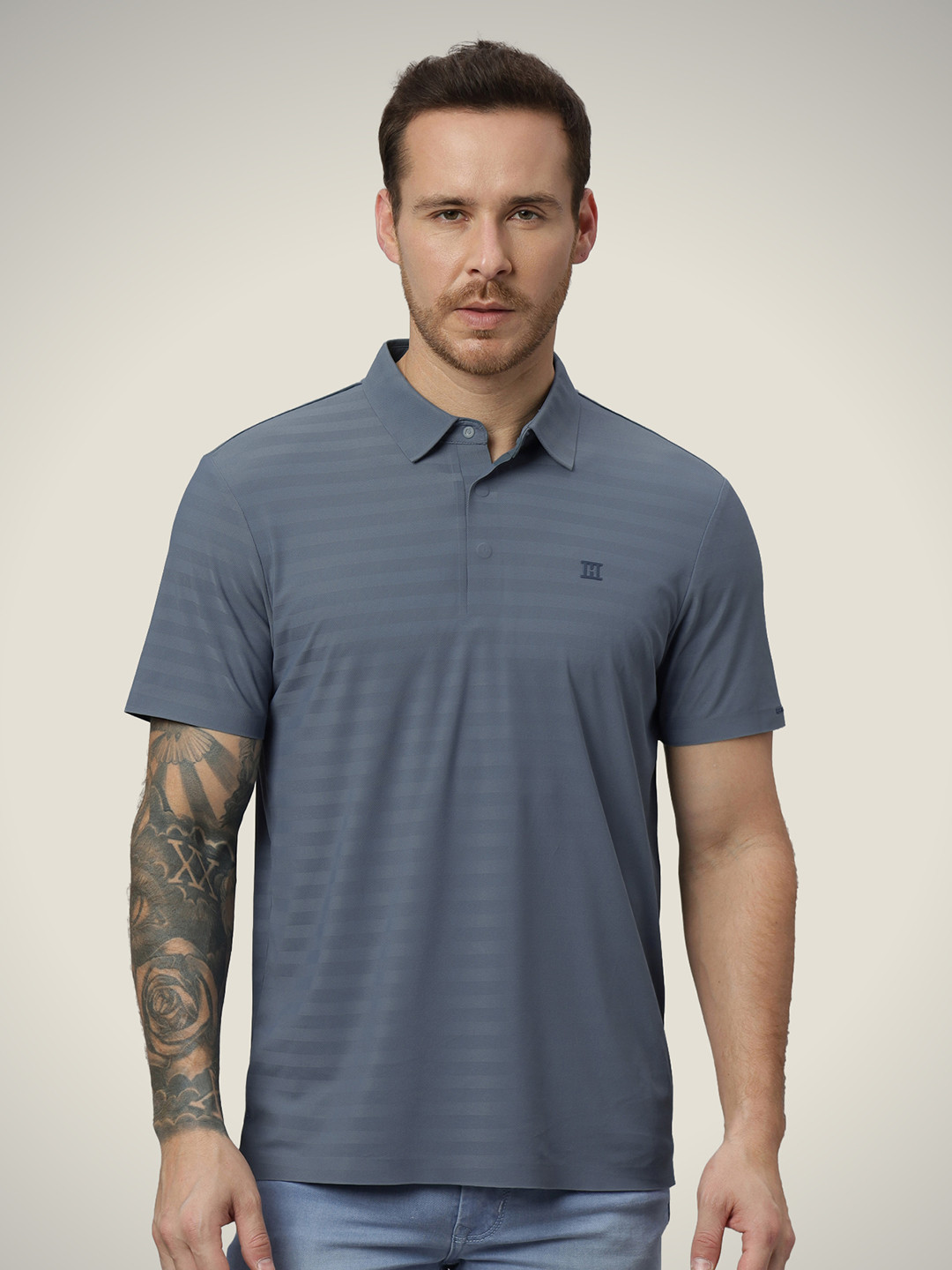Hektor Hidden Button Herring Bone Bonded Wrinkle Resistant & Moisture Wicking Polo Tshirt