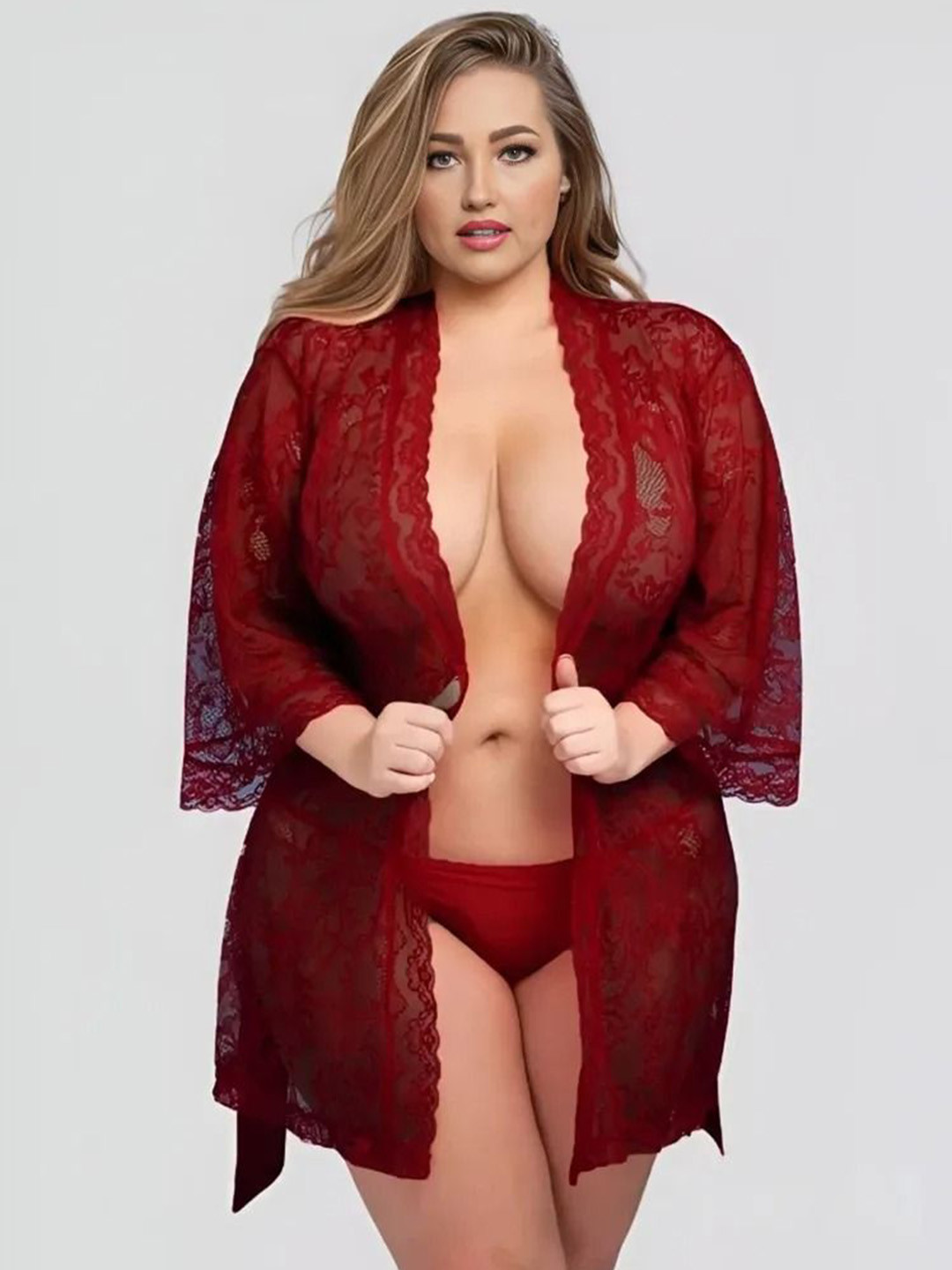 chia fashions Women Self Design Above Knee Nightgown With Bikini Baby Doll