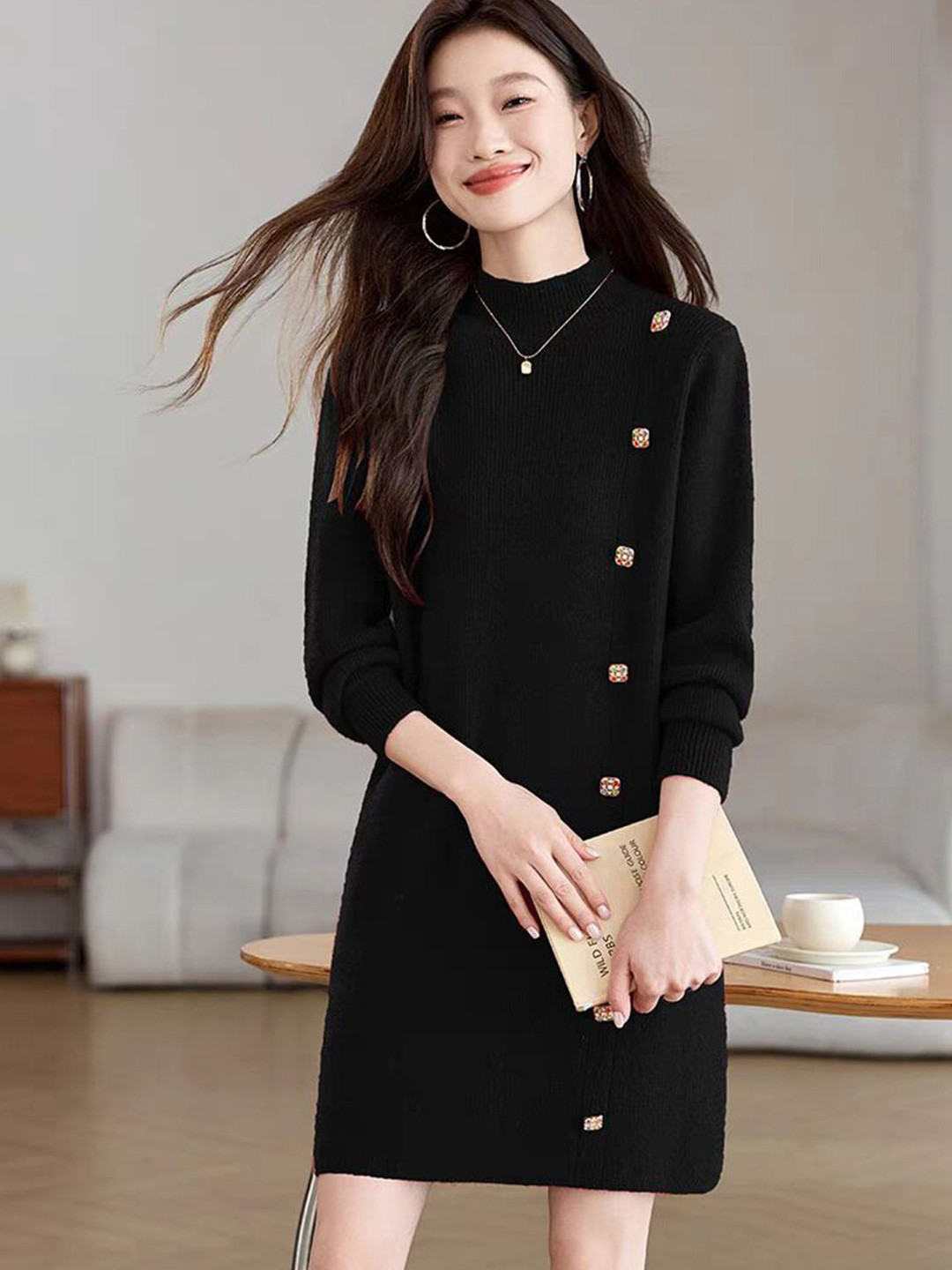 StyleCast Women Round Neck Long Sleeves Dress