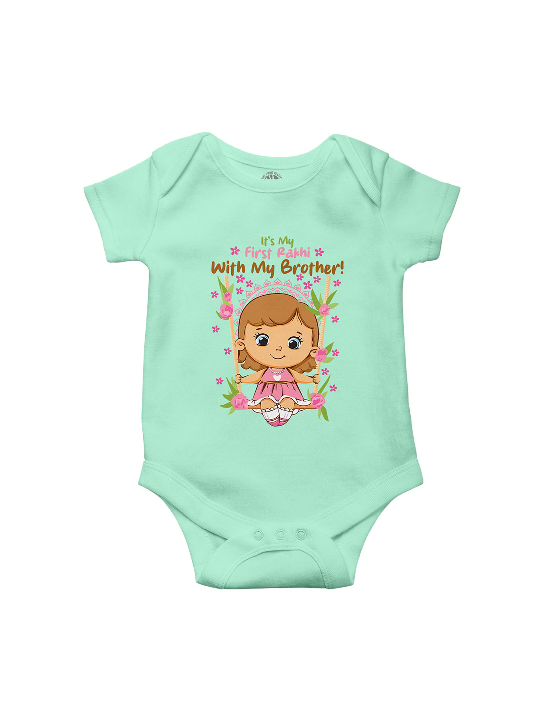 THE PRINT PLATTER Infants First Rakhi Brother Printed Cotton Envelope Neck Bodysuit