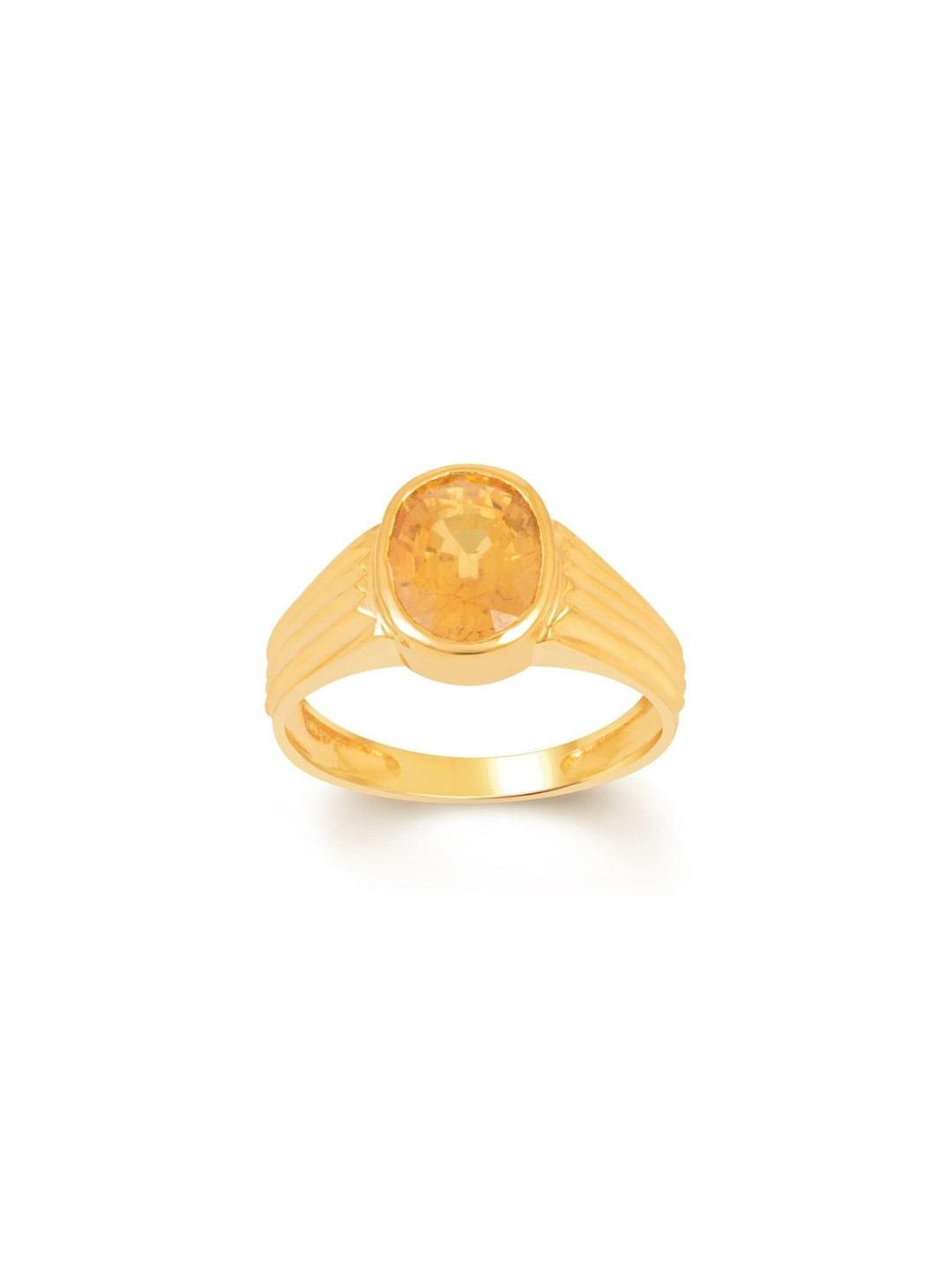 RAVIOUR LIFESTYLE Gold Plated Yellow Sapphire Stone Ring