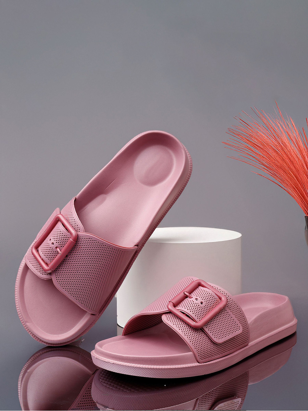 T-Rock Textured Cushioned Footbed Sliders With Buckles