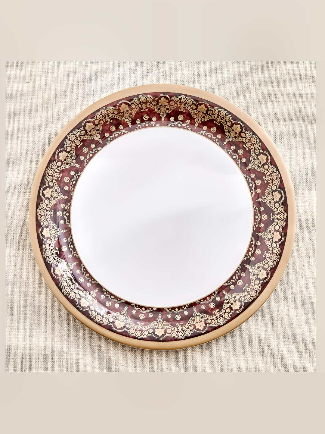 Home Centre Corsica Craft White & Brown Printed Melamine Plate