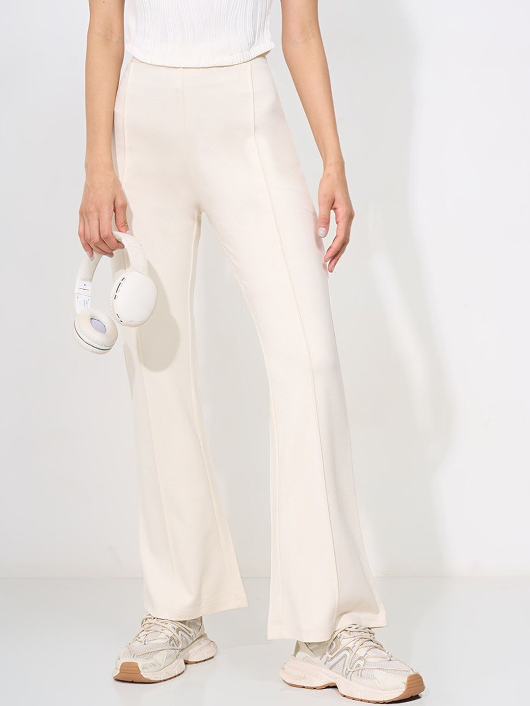 People Women Bootcut High-Rise Trousers