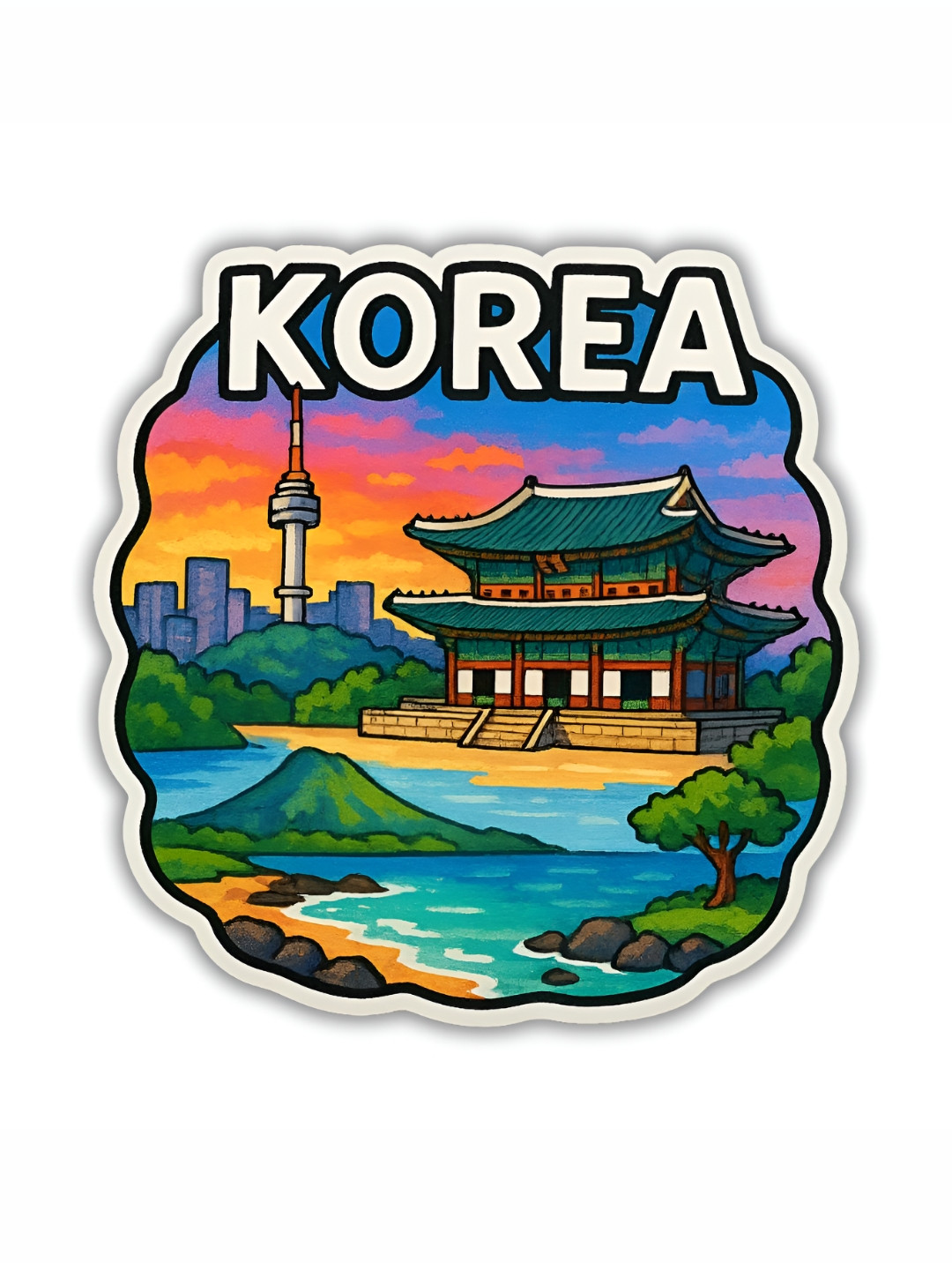 GIFTODAY Yellow & Blue South-Korea Printed Fridge Decorative Magnets