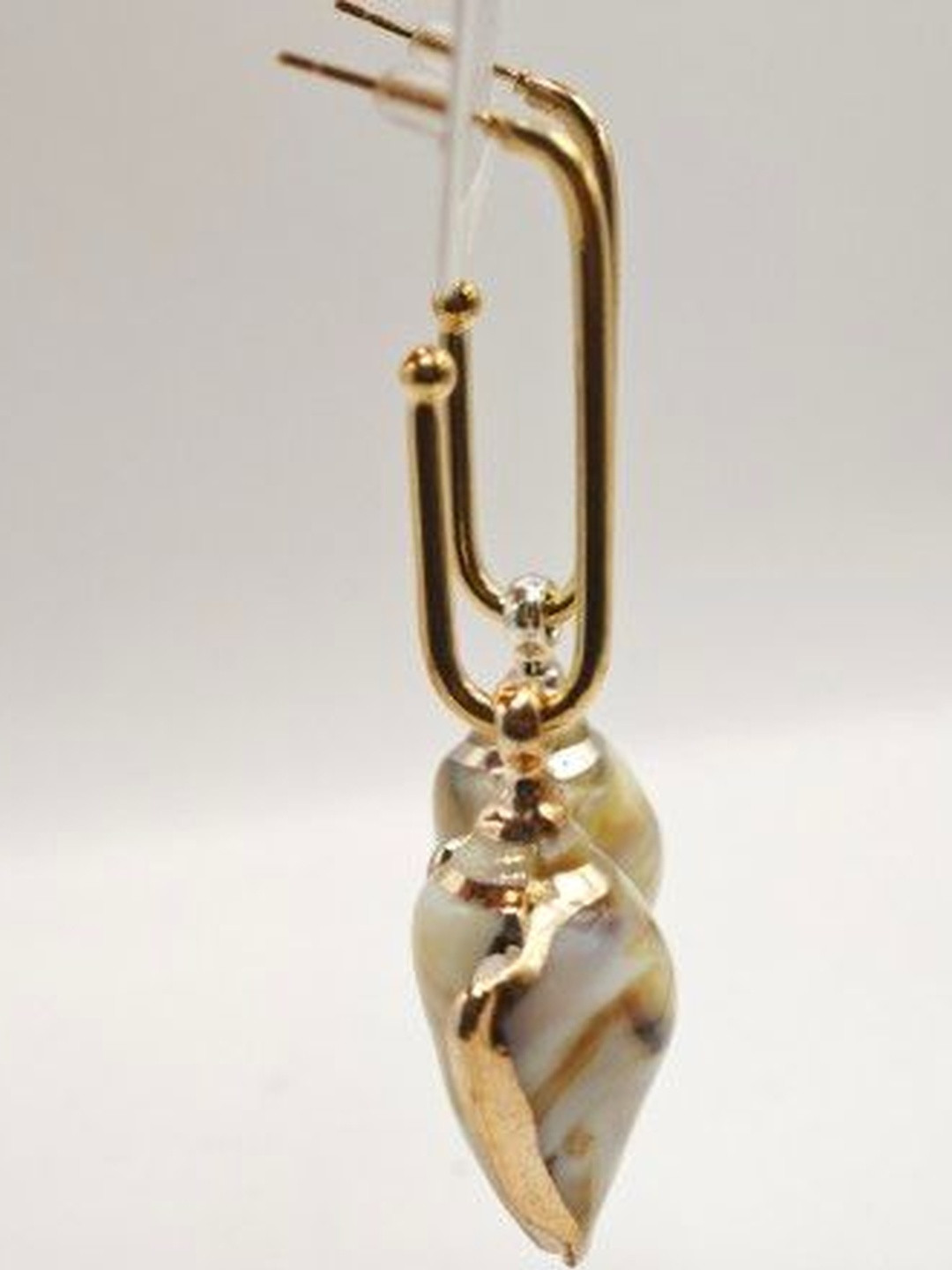 SAPRAA TRENDS Women Stainless Steel Gold-Plated Quirky Drop Shell Earrings