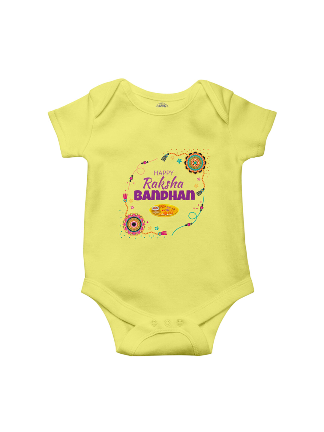 THE PRINT PLATTER Infants Raksha Bandhan Printed Cotton Envelope Neck Bodysuit