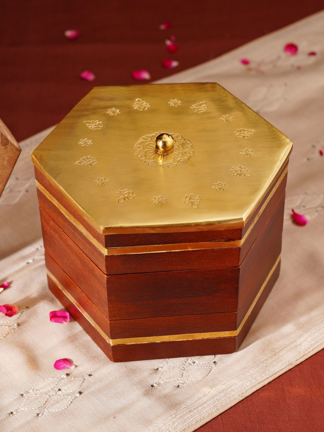 JAYPORE Brown Wooden Easy to Clean Container