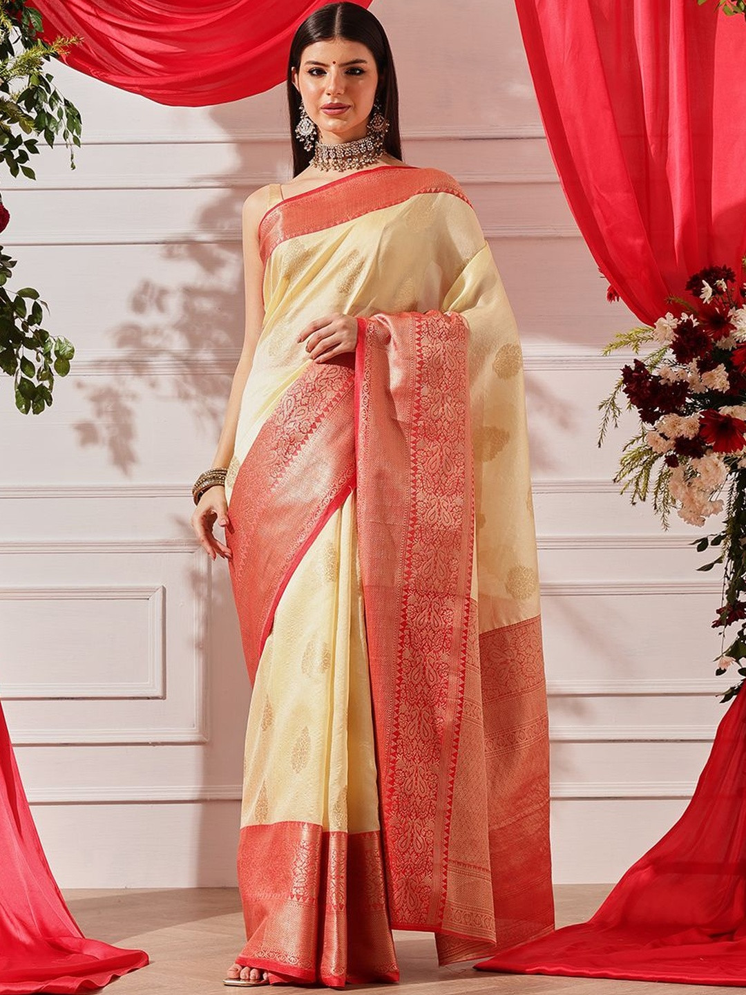 Silk Land Women Woven Design Zari Art Silk Handloom Banarasi Saree