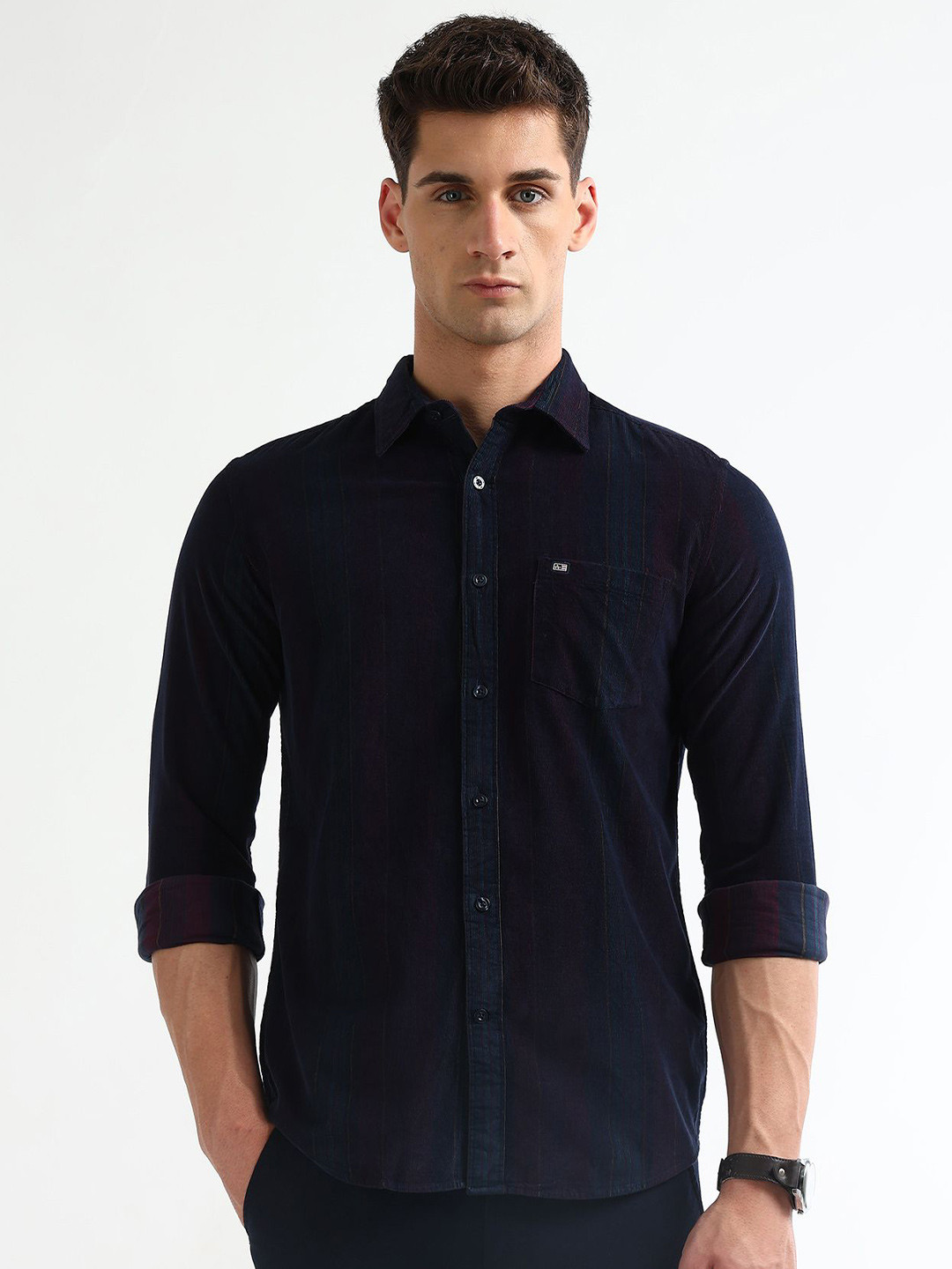 Arrow Sport Men Chelsea Slim Fit Vertical Striped Spread Collar Pure Cotton Casual Shirt