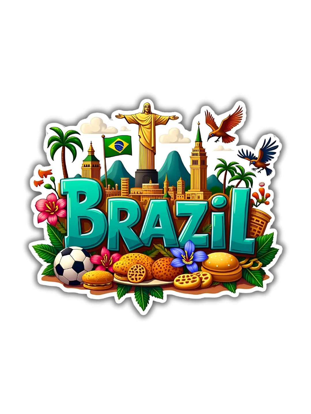 GIFTODAY Yellow & Blue Brazil Printed Fridge Magnets