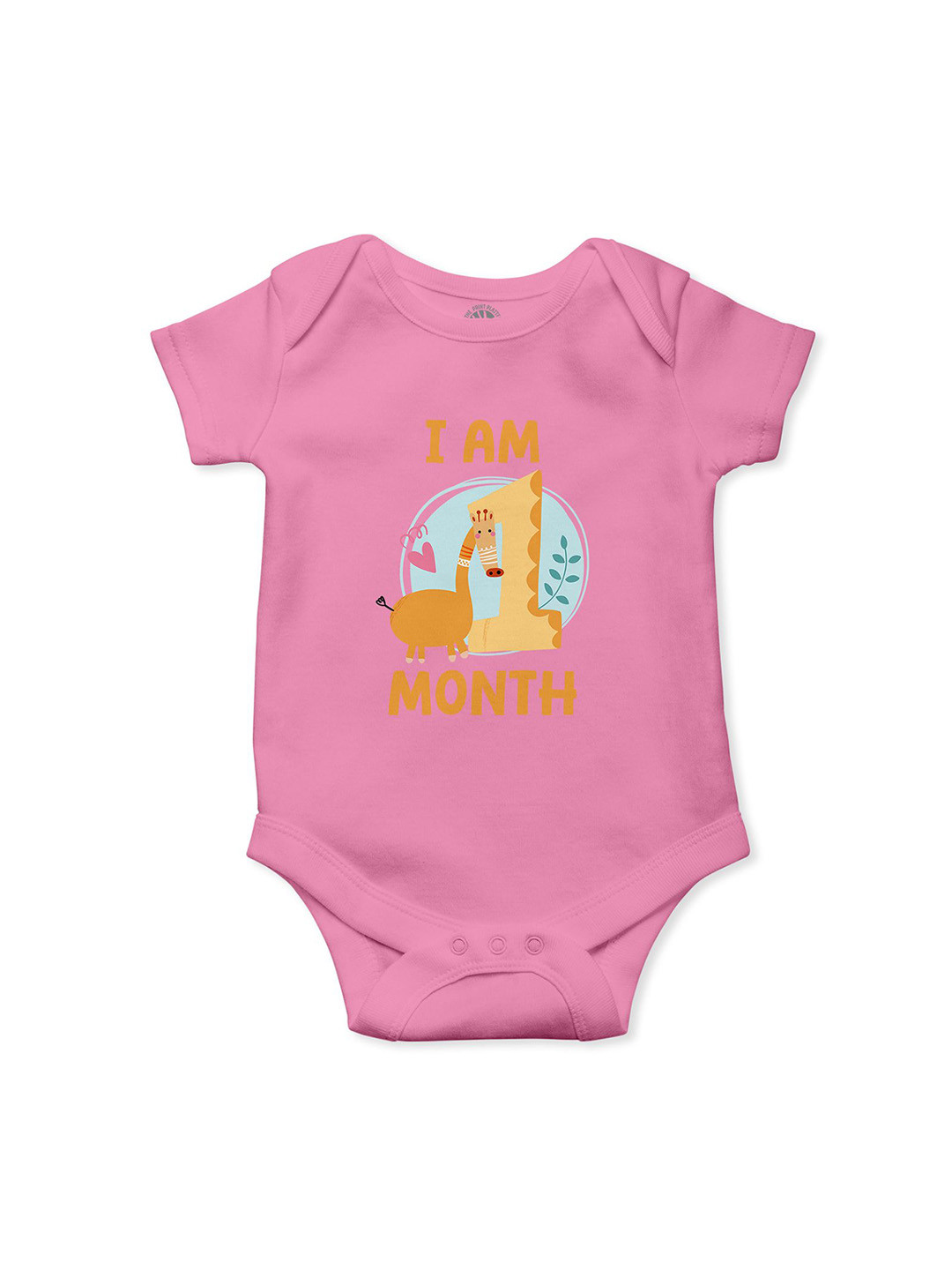 THE PRINT PLATTER Infants I Am One Month Printed Bio Wash Envelope Neck Cotton Bodysuit